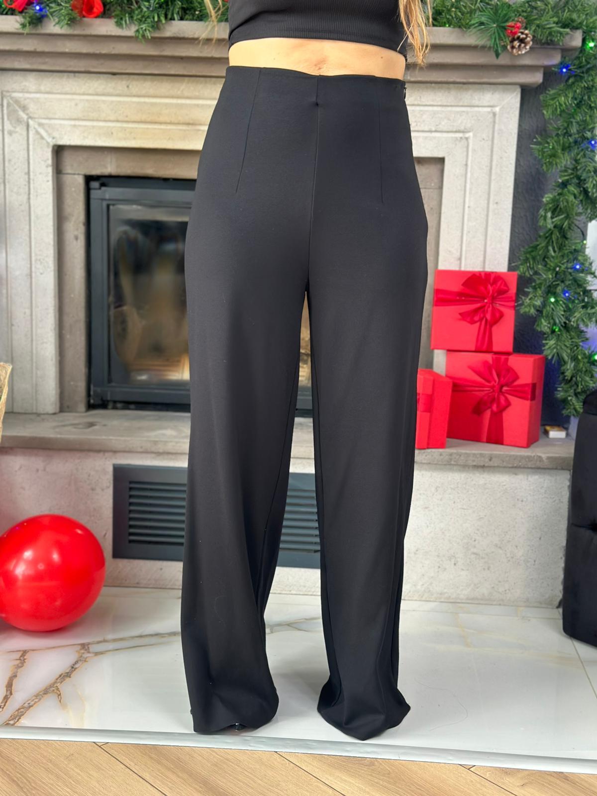 Siyah Bol Paça Pantolon