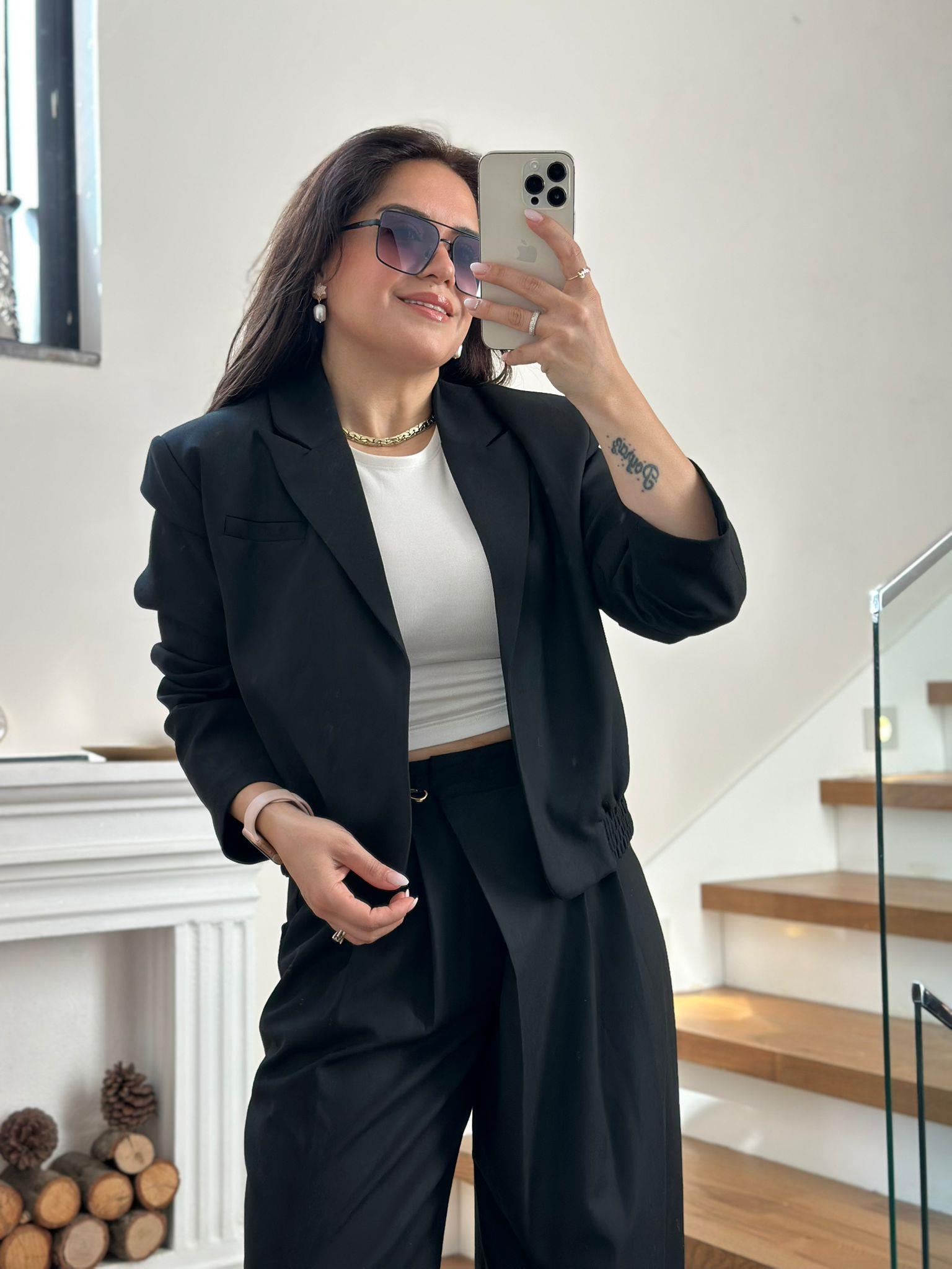 Siyah Bomber Kumaş Takım