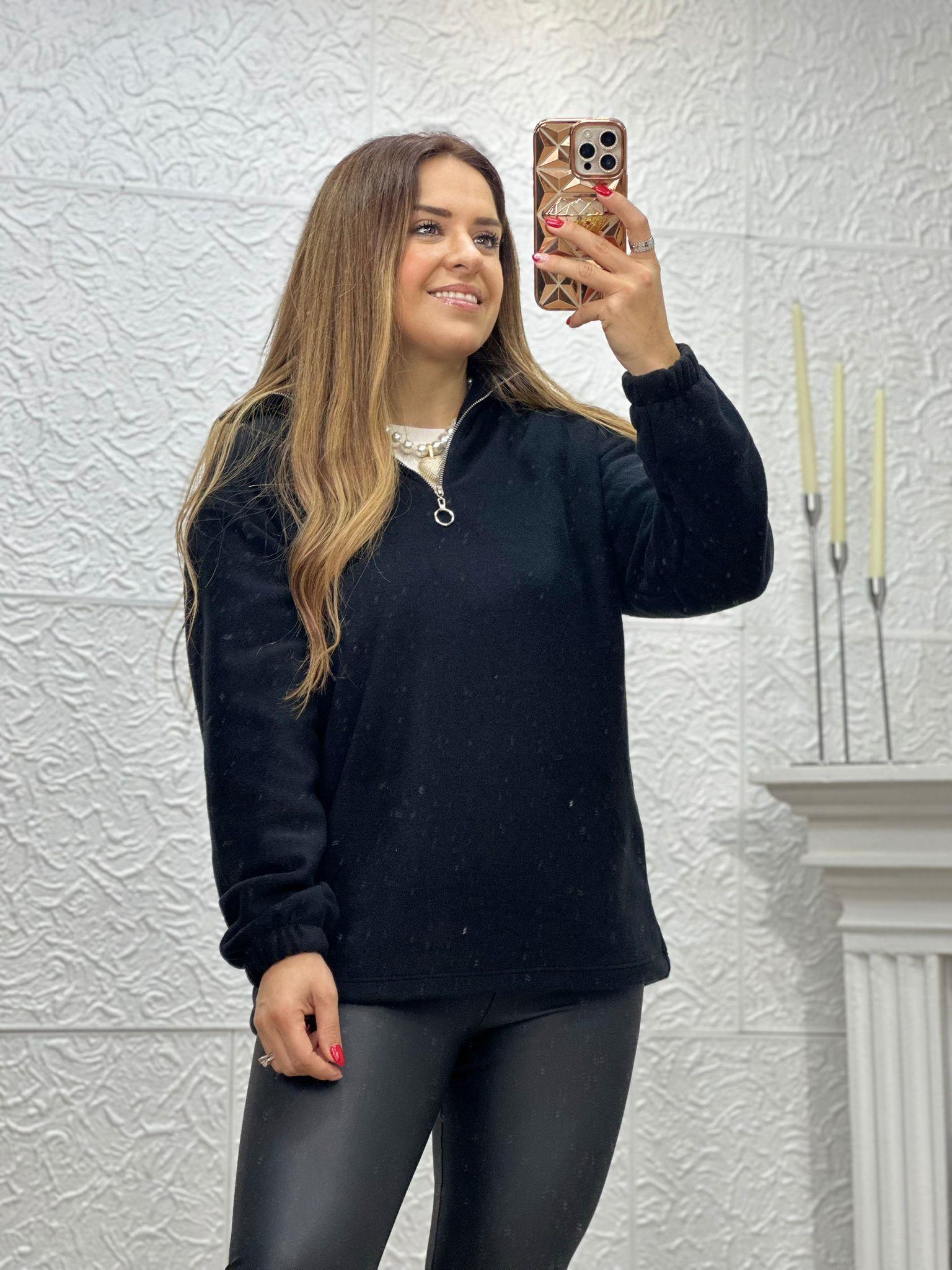 Siyah Fermuarlı Polar