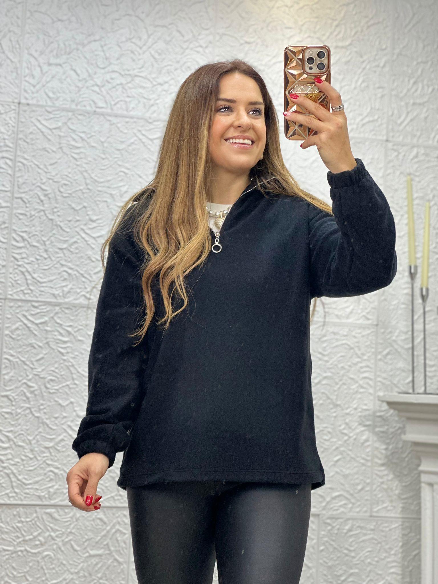 Siyah Fermuarlı Polar