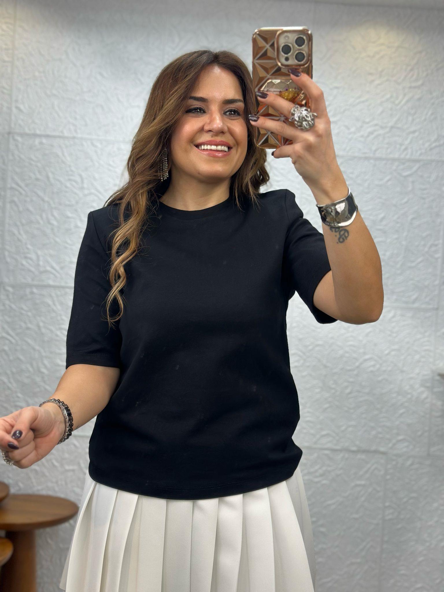 Siyah Vatkalı Tshirt