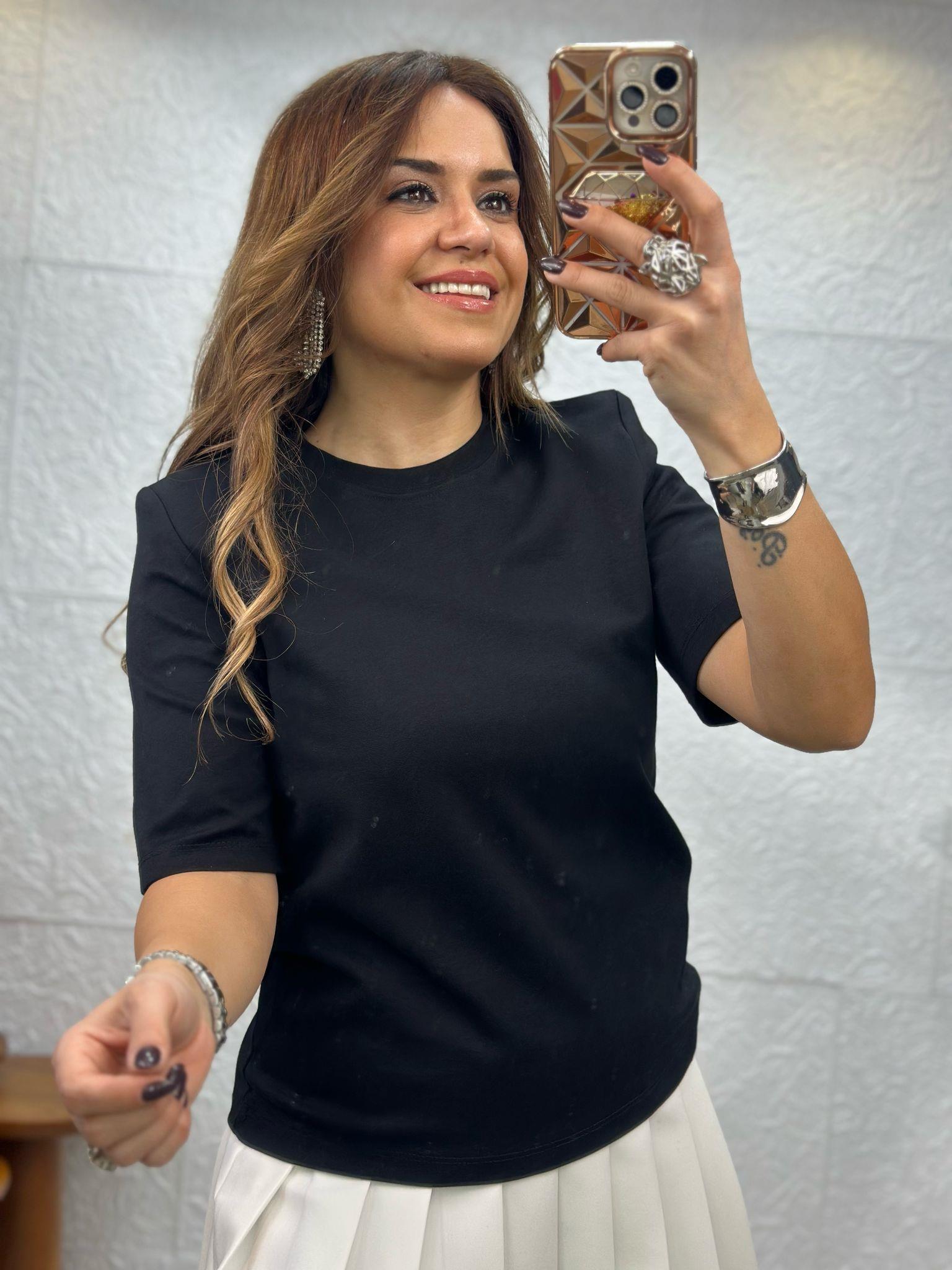 Siyah Vatkalı Tshirt