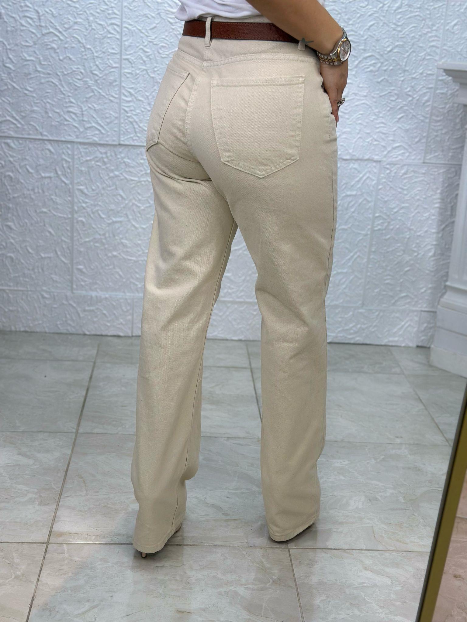 Straight Bej Jean Pantolon