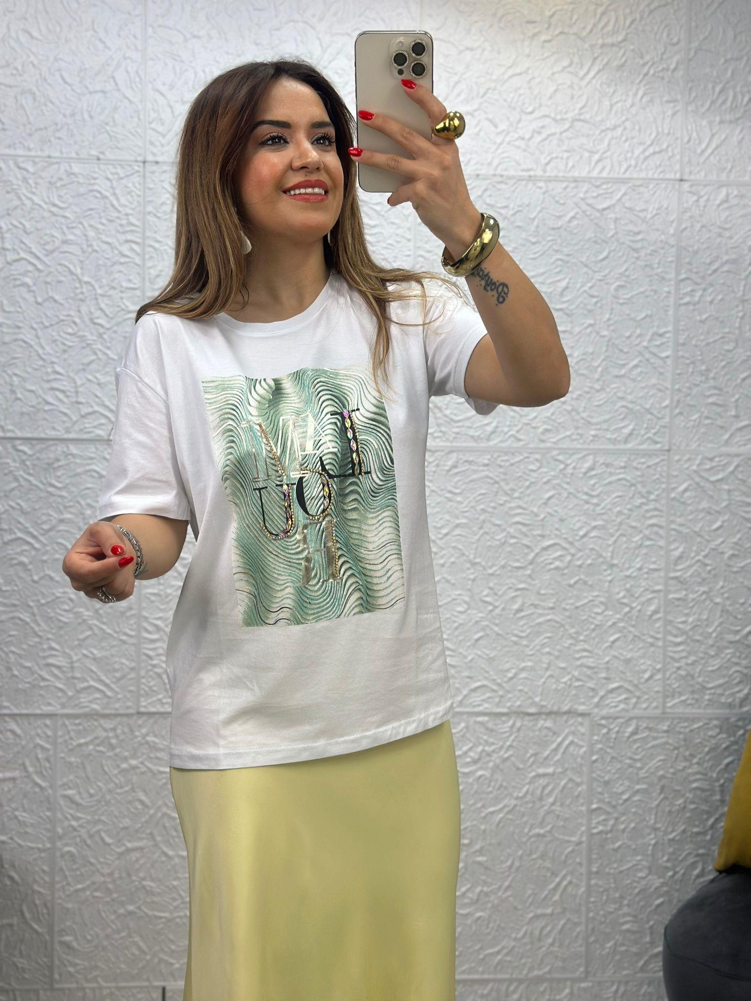 Su Yeşili Deniz Kabuklu Tshirt
