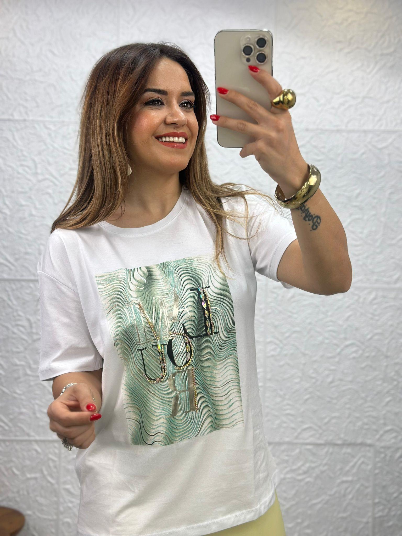 Su Yeşili Deniz Kabuklu Tshirt