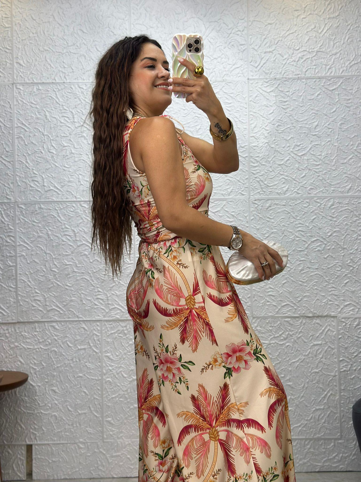 Tek Omuz Çiçek Desenli Tulum