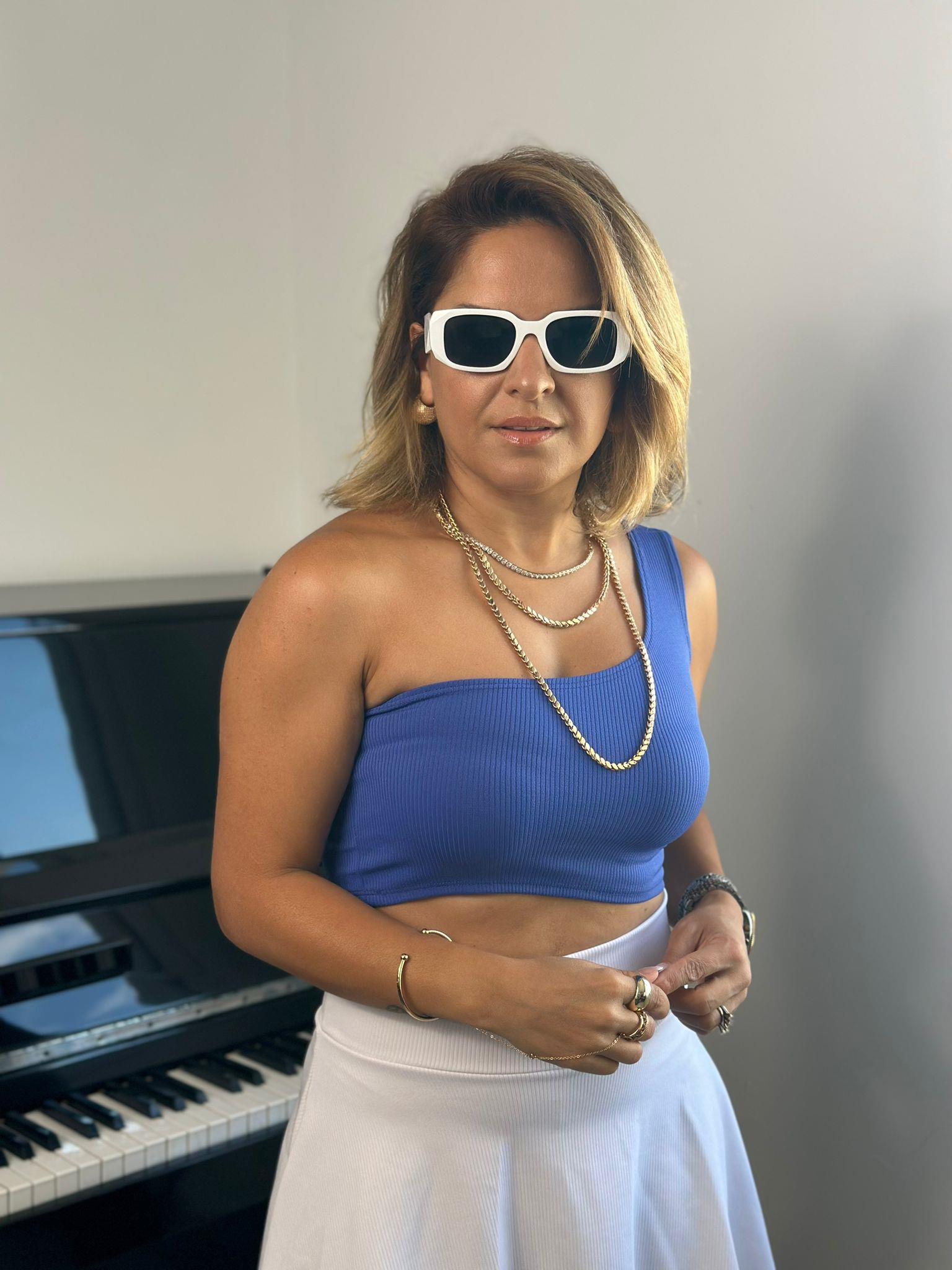 Tek Omuz Mavi Crop