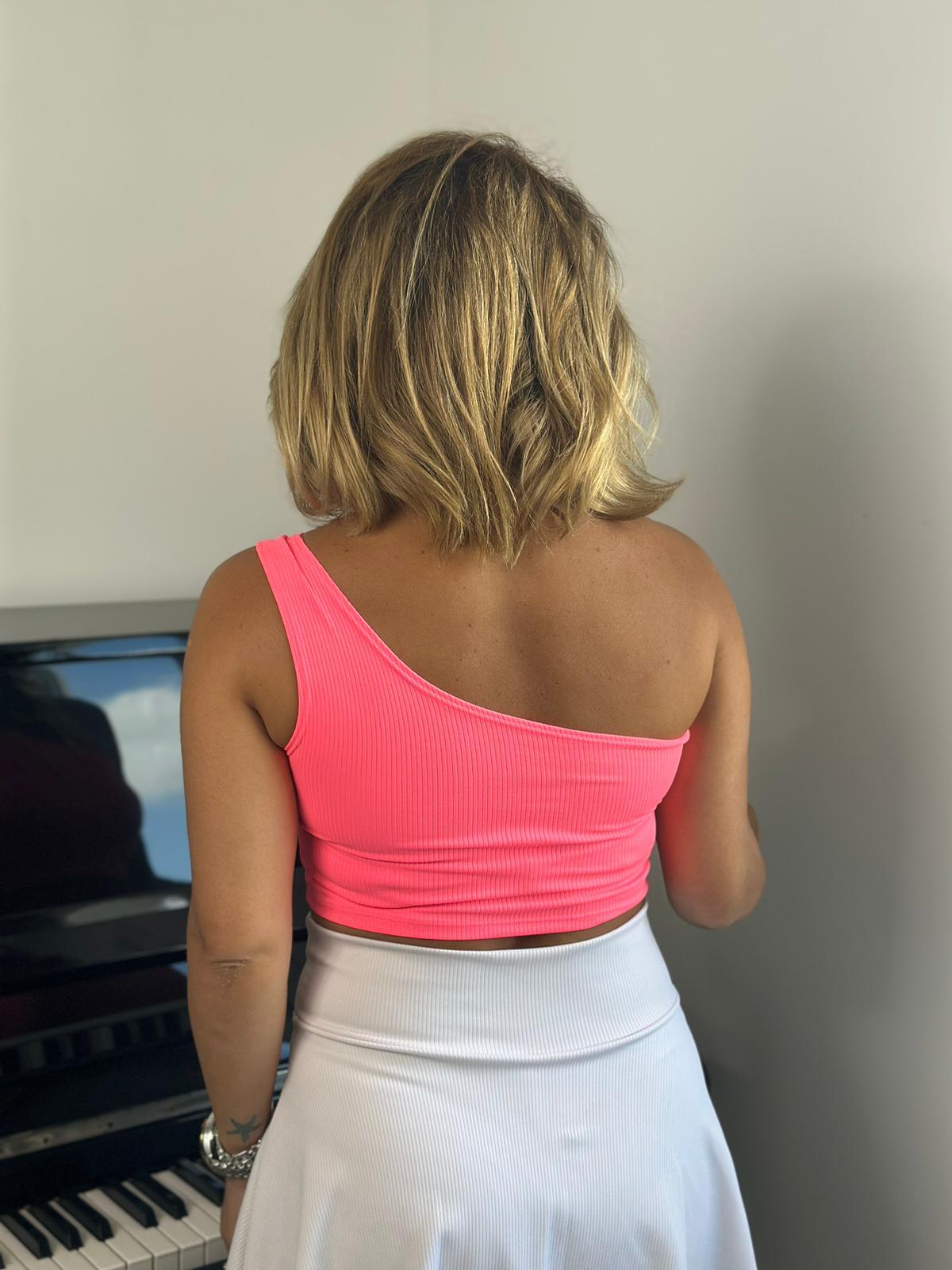 Tek Omuz Pembe Crop