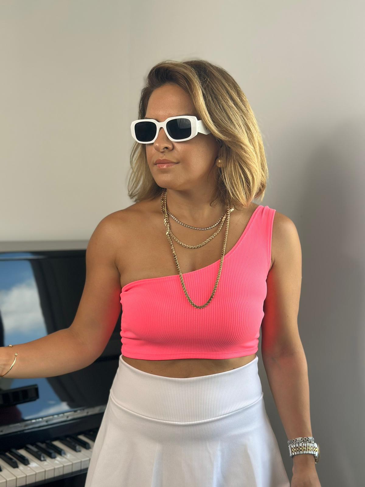 Tek Omuz Pembe Crop