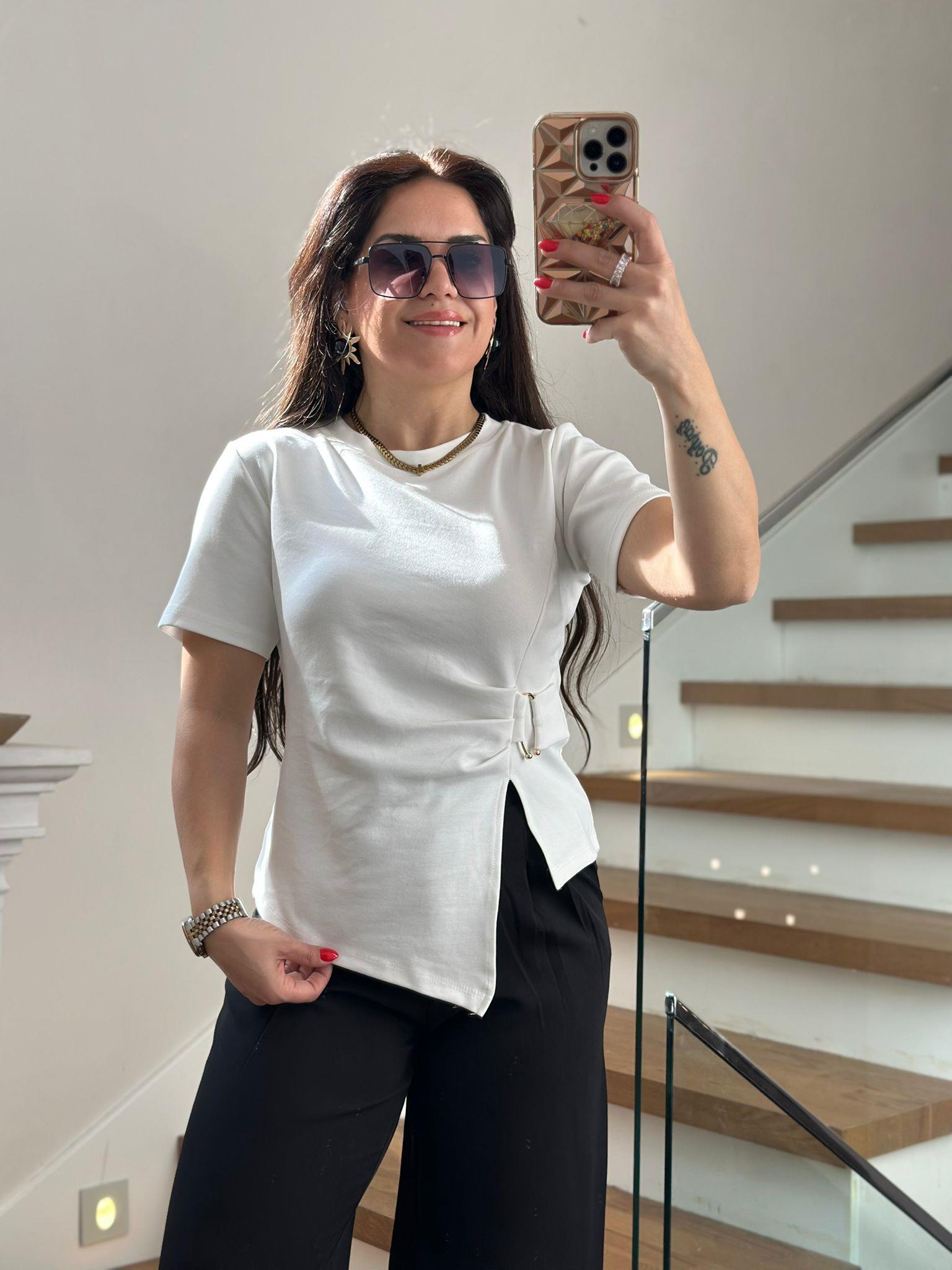 Toklaı Bisiklet Yaka Beyaz Tshirt
