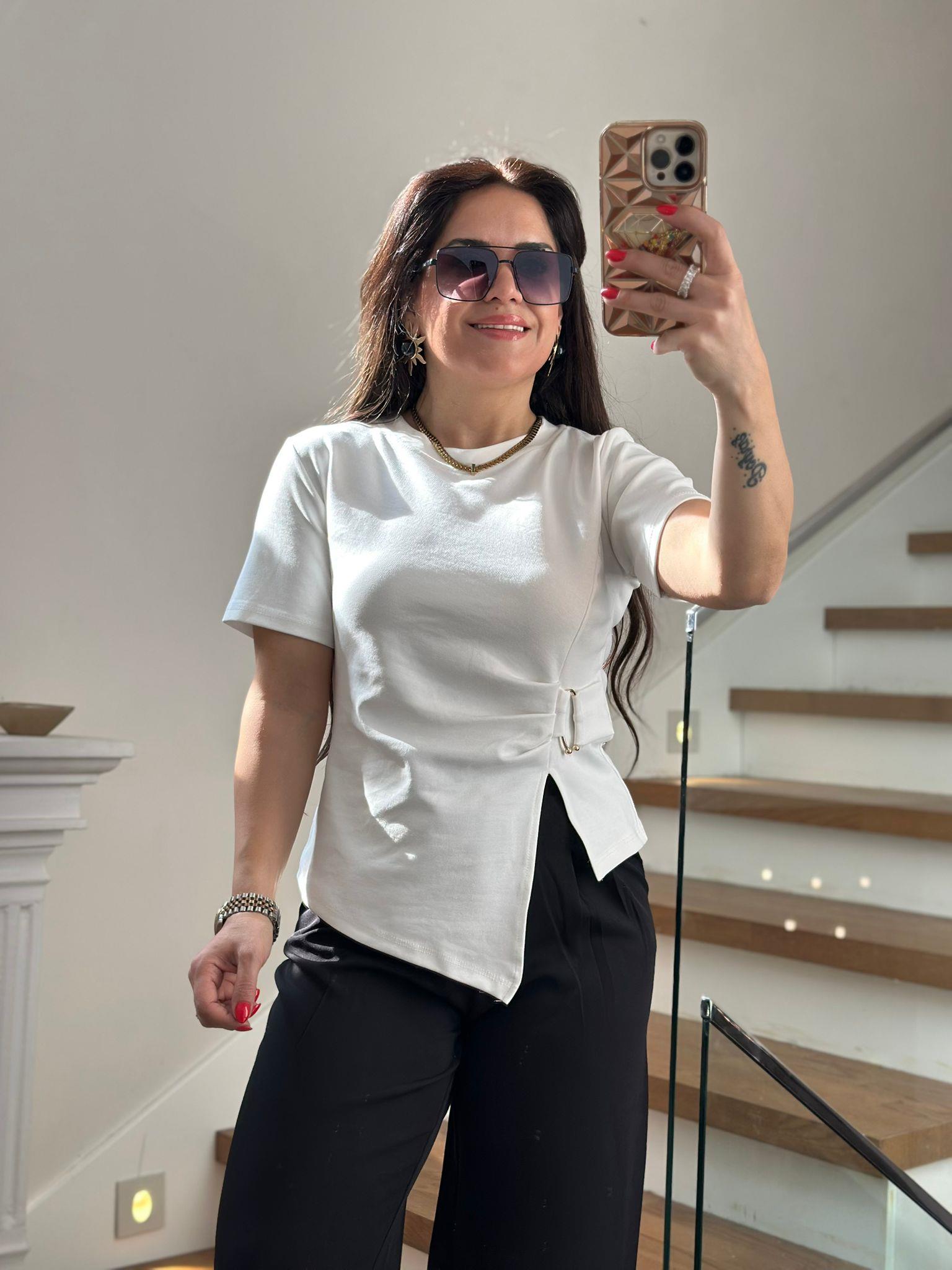 Toklaı Bisiklet Yaka Beyaz Tshirt