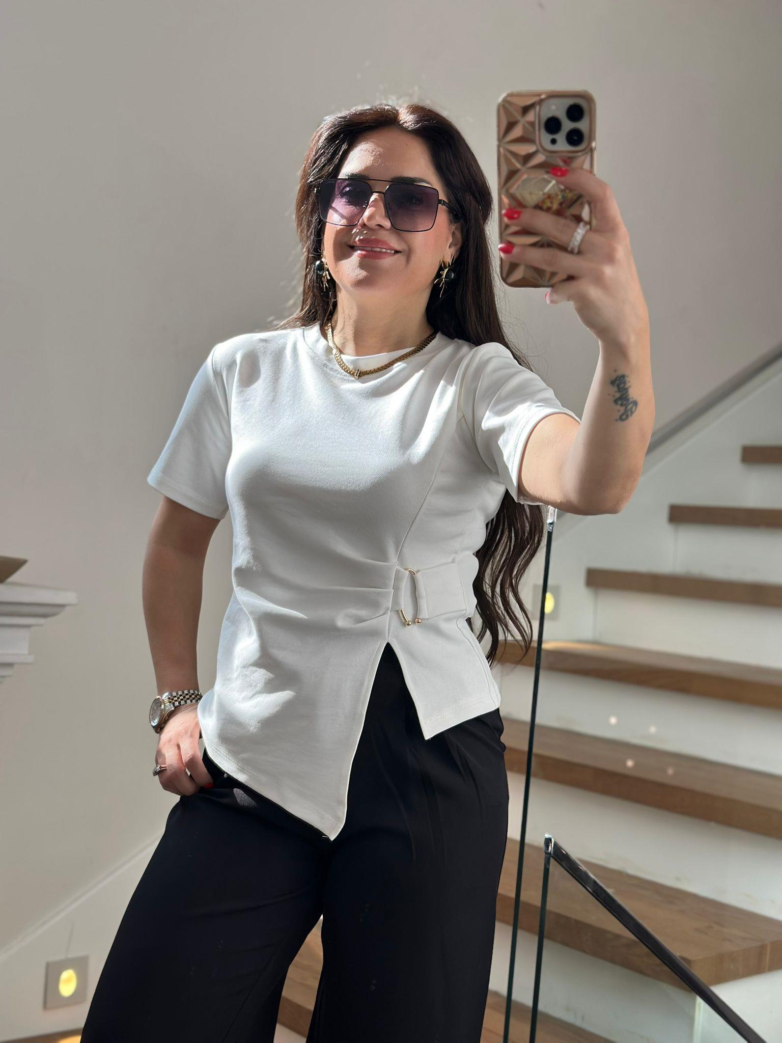 Toklaı Bisiklet Yaka Beyaz Tshirt