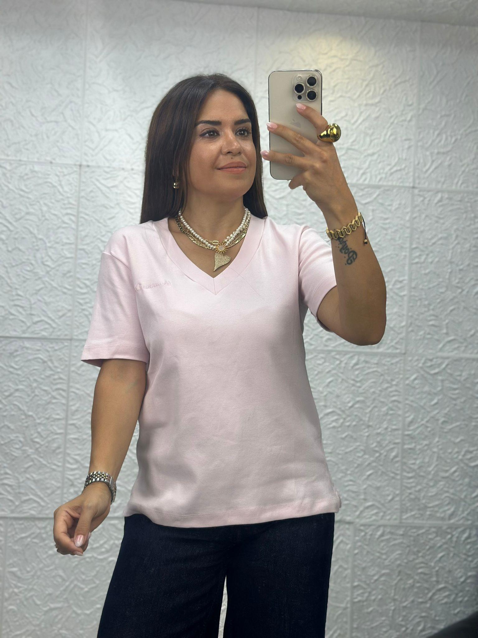 V Yaka Pembe Tshirt