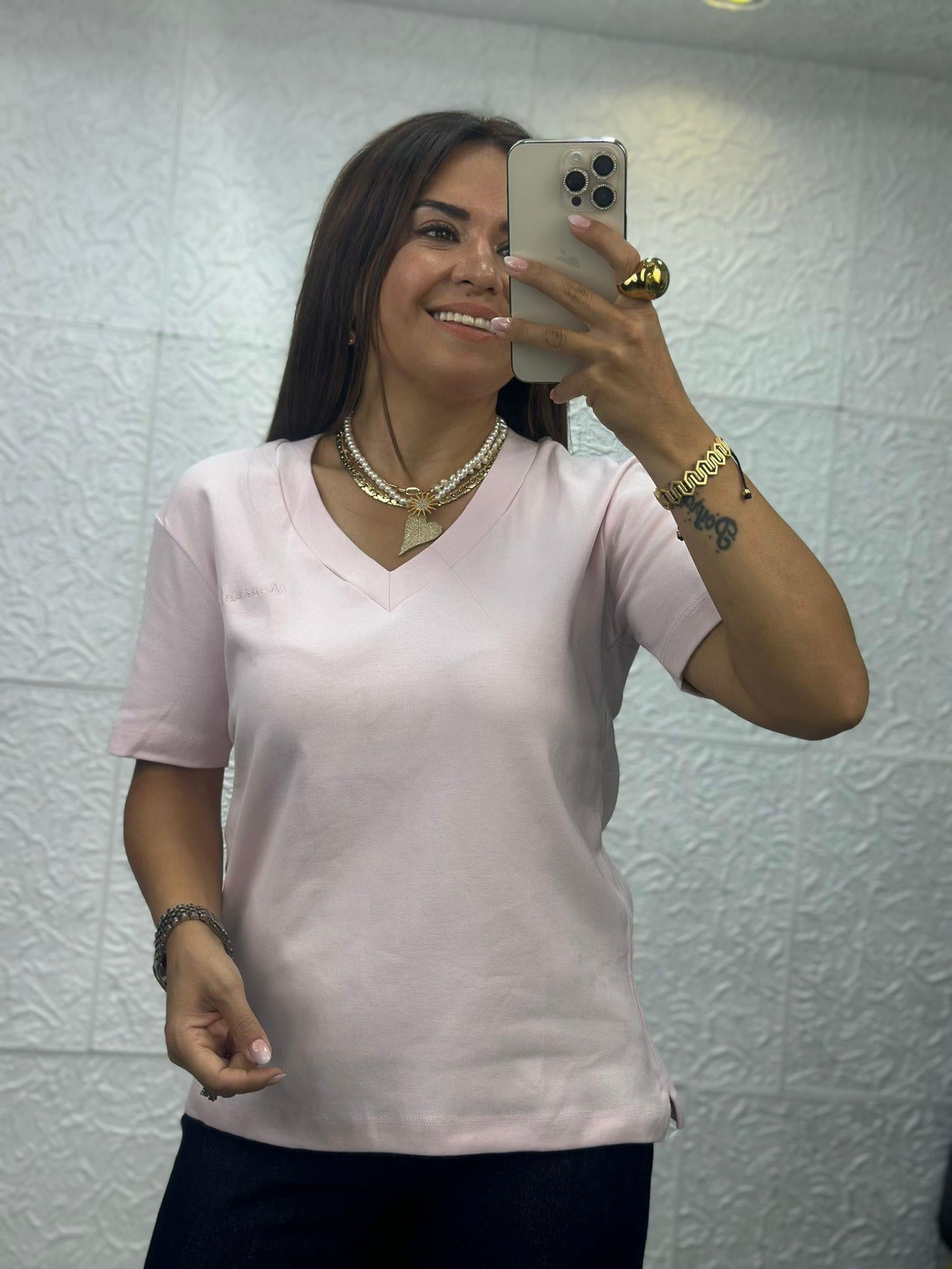V Yaka Pembe Tshirt