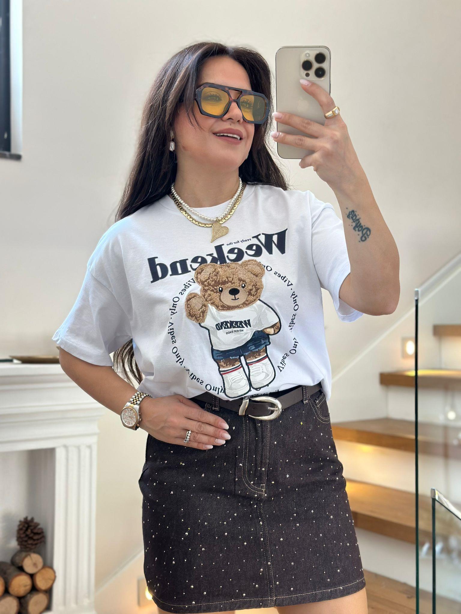Weekend Ayıcıklı Beyaz Tshirt