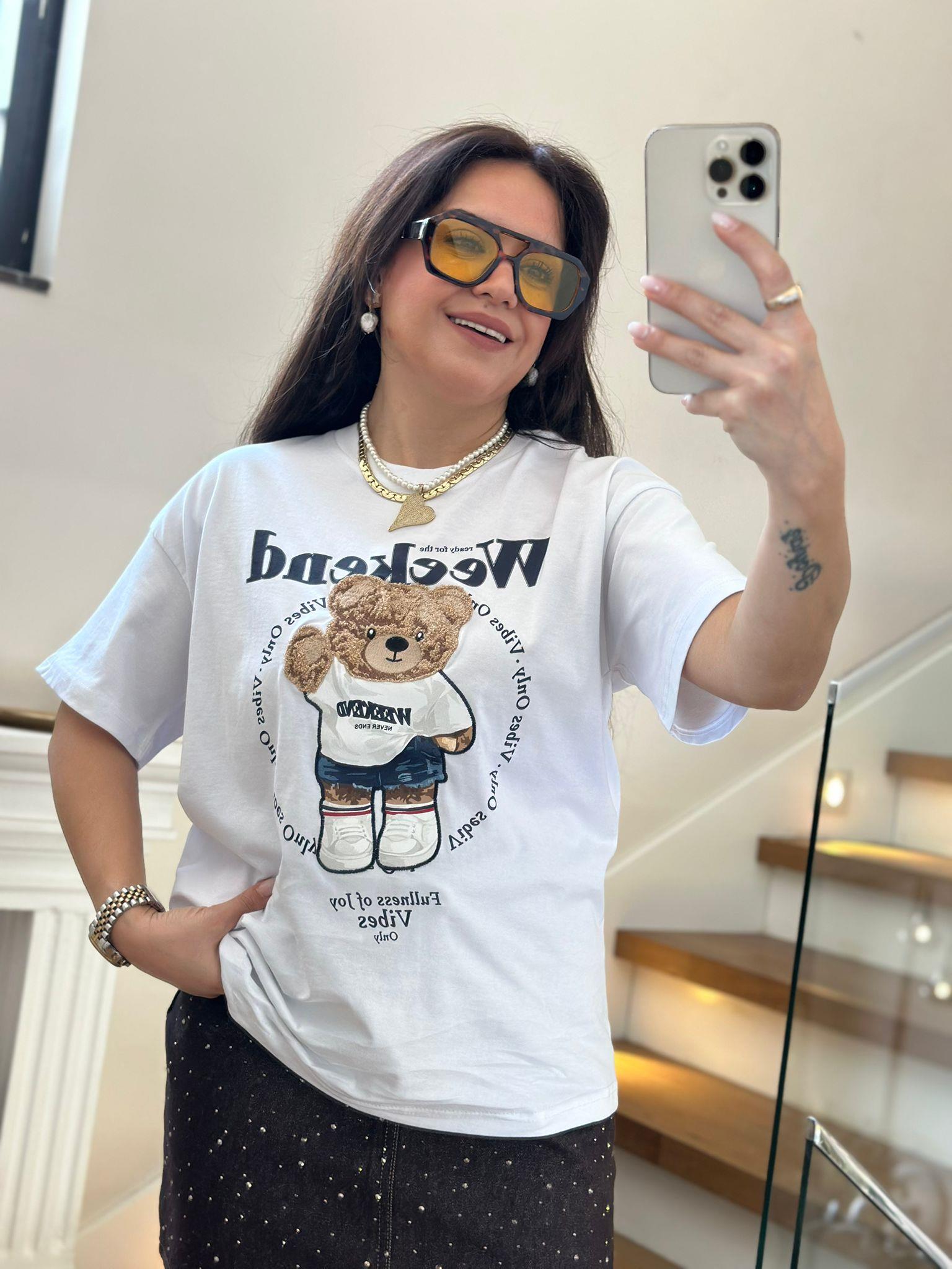 Weekend Ayıcıklı Beyaz Tshirt