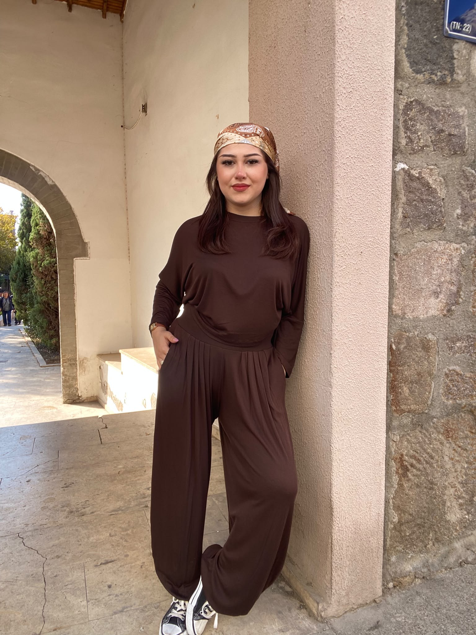 Yarasa Kol Kahjve Şalvar Takım