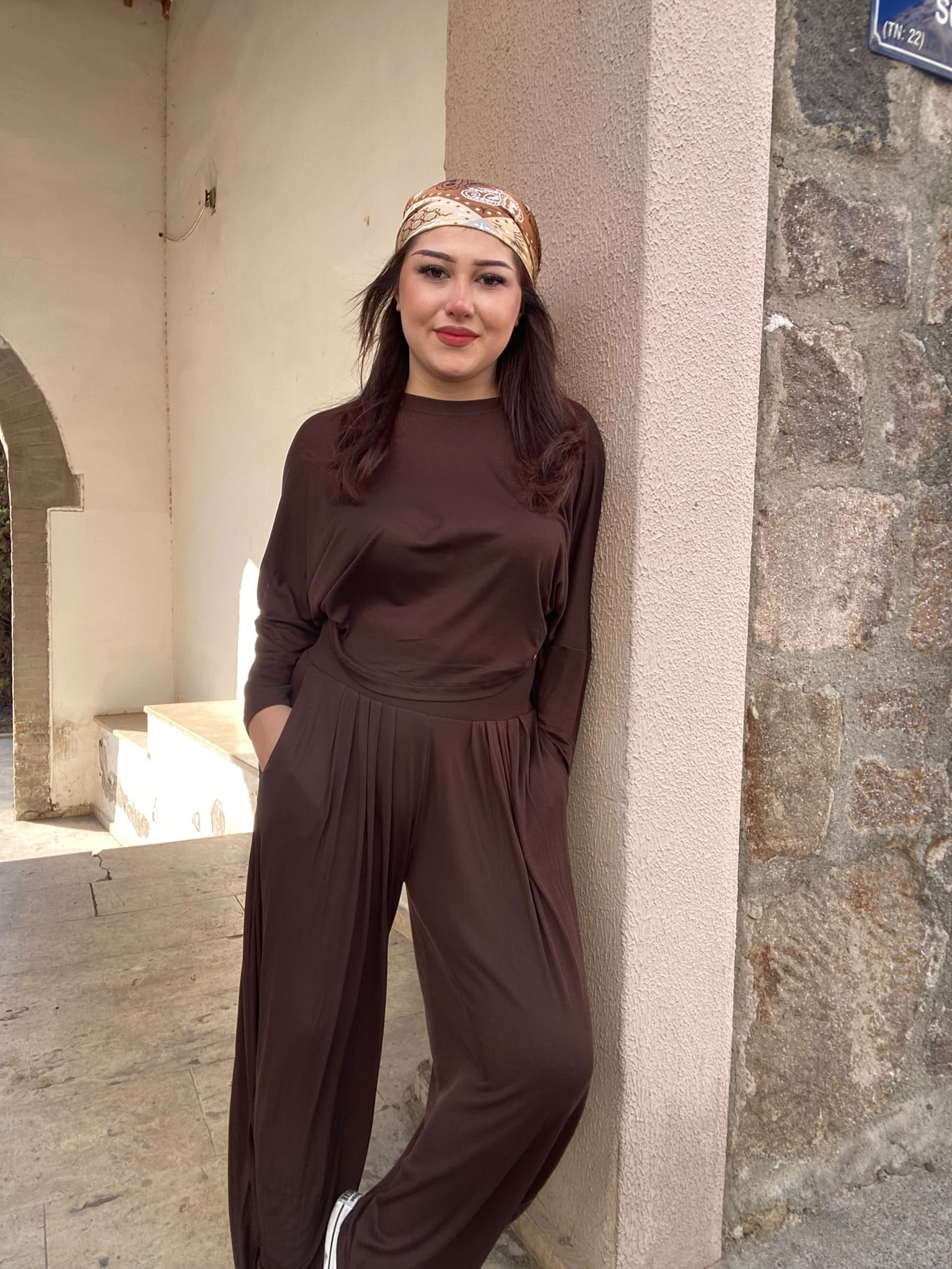 Yarasa Kol Kahjve Şalvar Takım