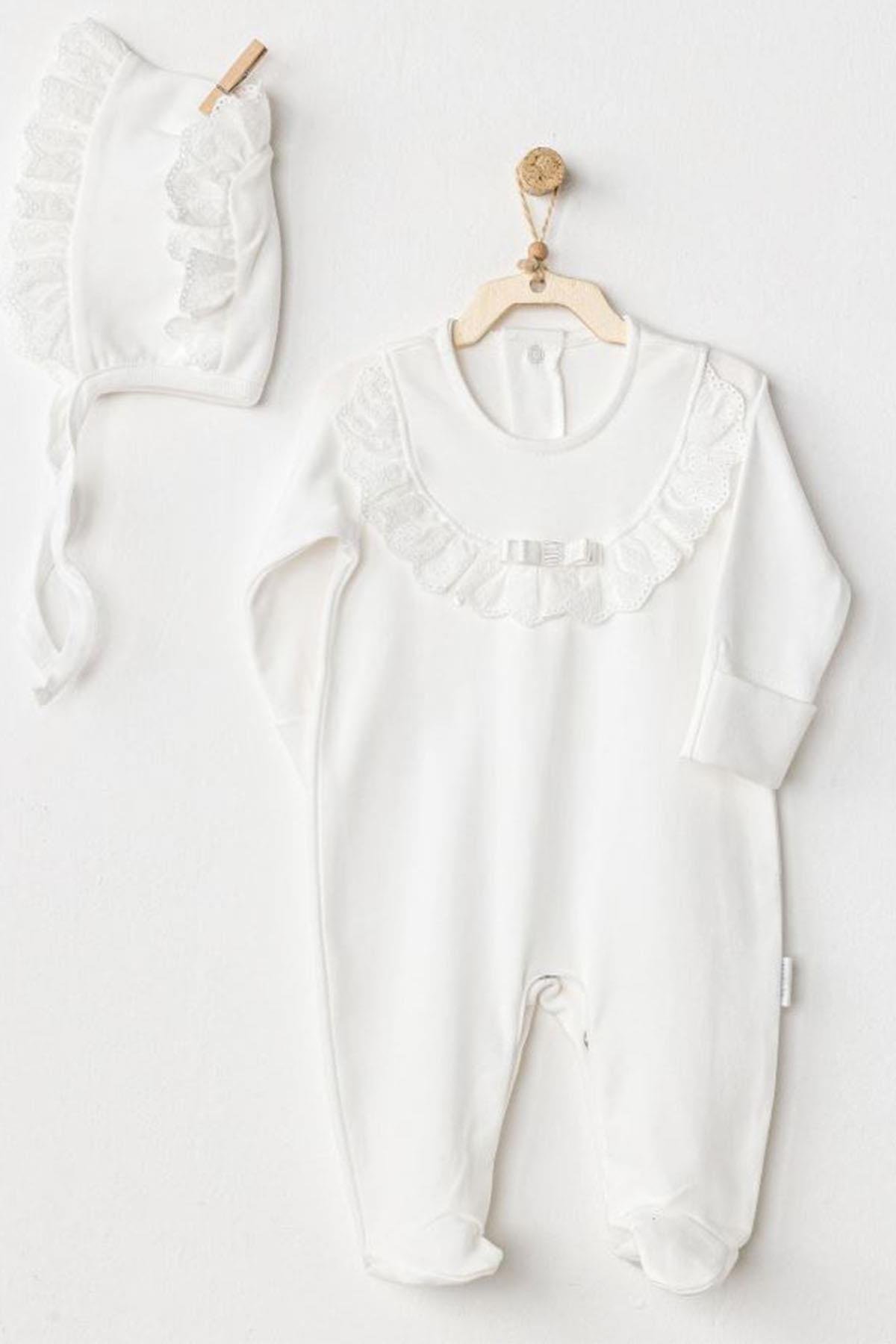 Andywawa /BEBEK TULUM TAKIM ROMPER HAT SET PETIT LOVE Ekru
