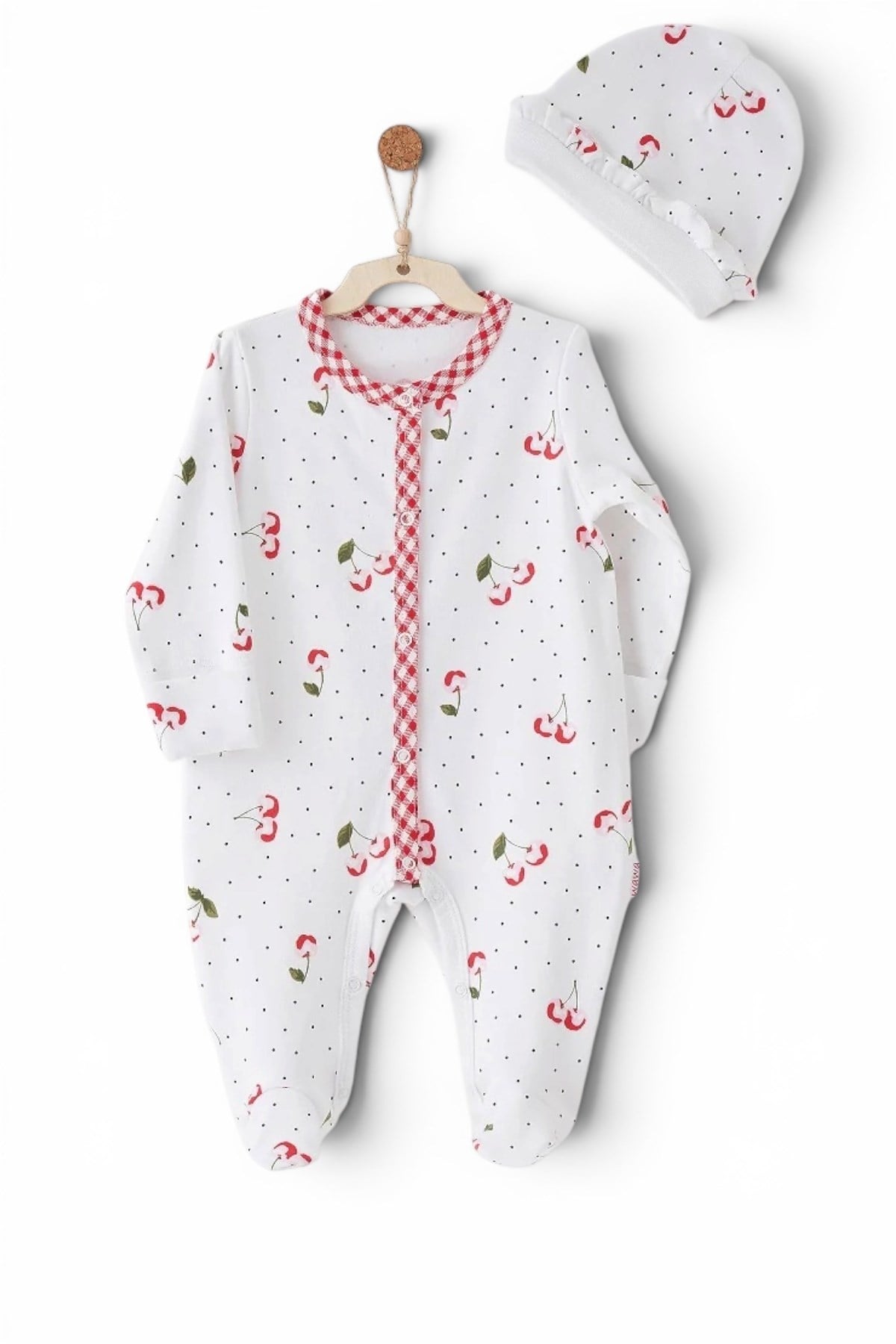 Andywawa - Kız Bebek Tulum Set Cherry Chatty Ekru