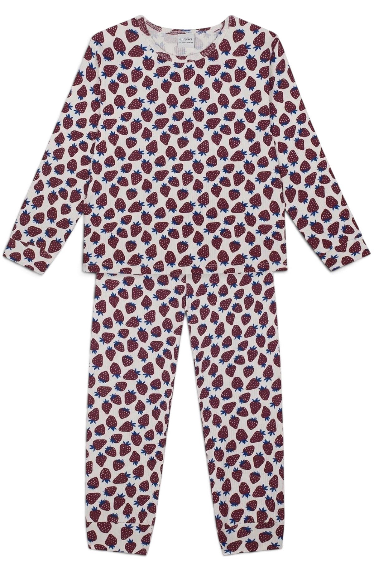 Antebies / Çilek Tarlası Uzun Kollu Pijama Takımı Bordo