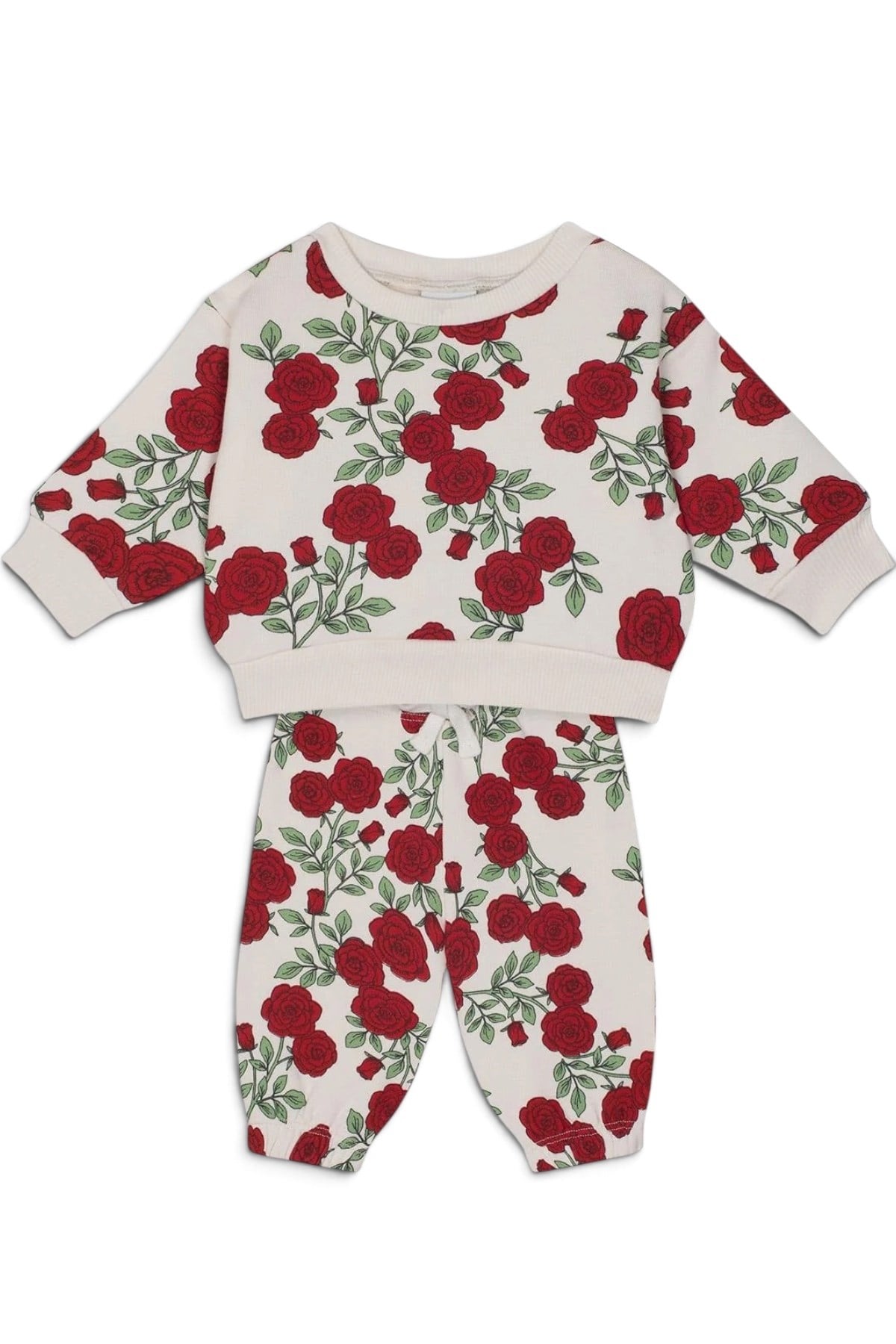 Antebies / Gül Bahçesi Sweatshirt Pantolon Set Kırmızı
