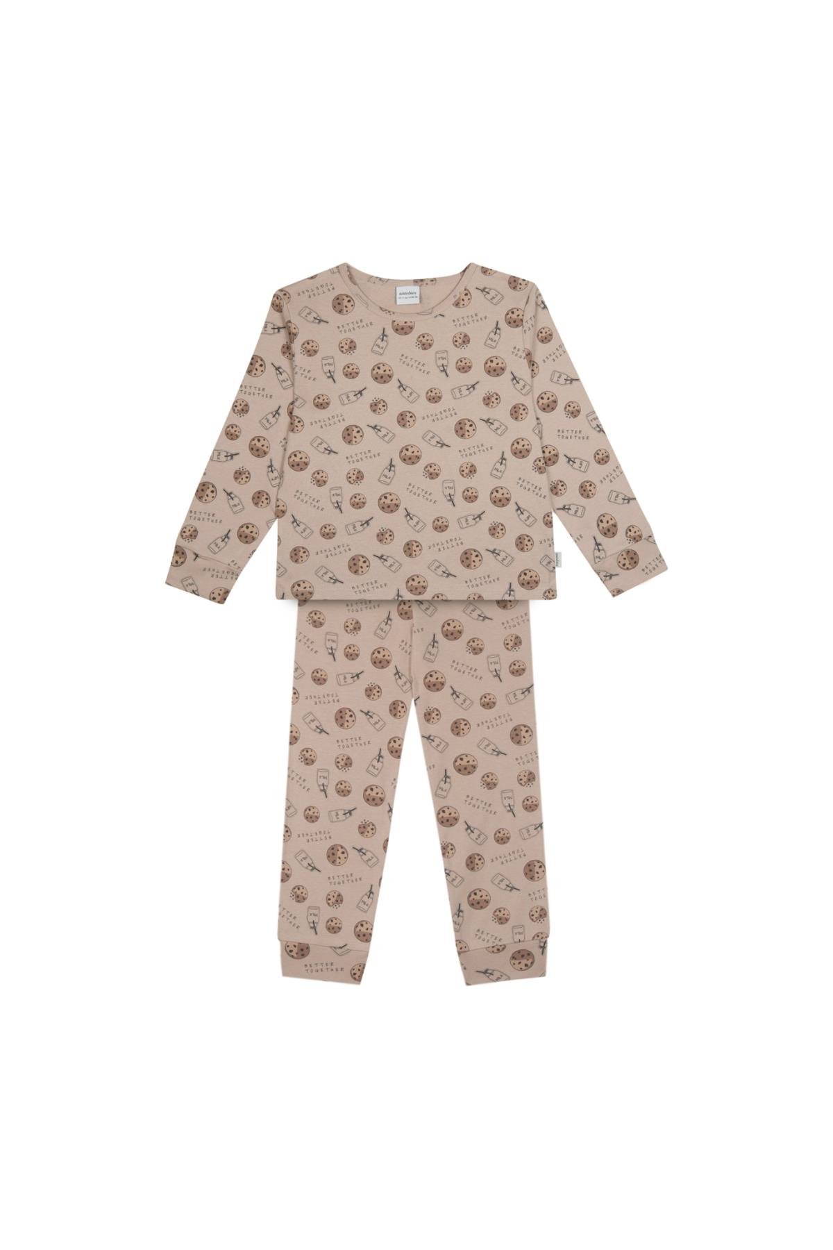 Antebies / Kurabiye Canavari Uzun Kollu Pijama Takımı Kahve