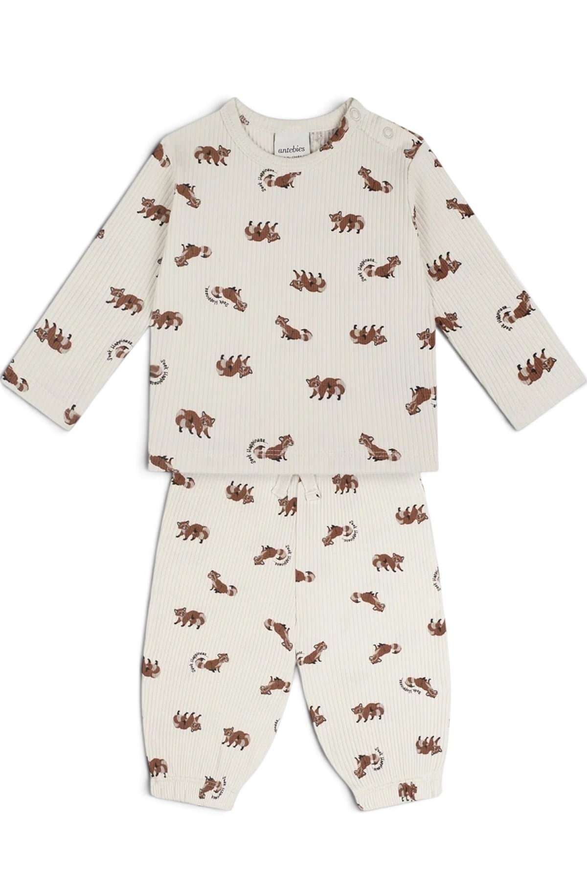 Antebies / Rakun Uzun Kollu Tshirt Pantolon Set Krem