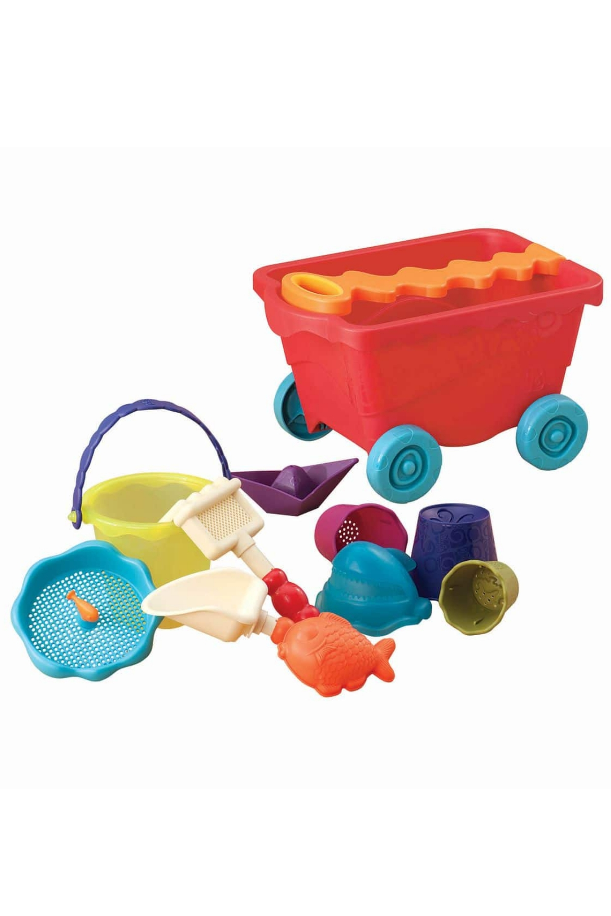 B.Toys Kırmızı Plaj Vagonu Çok Renkli