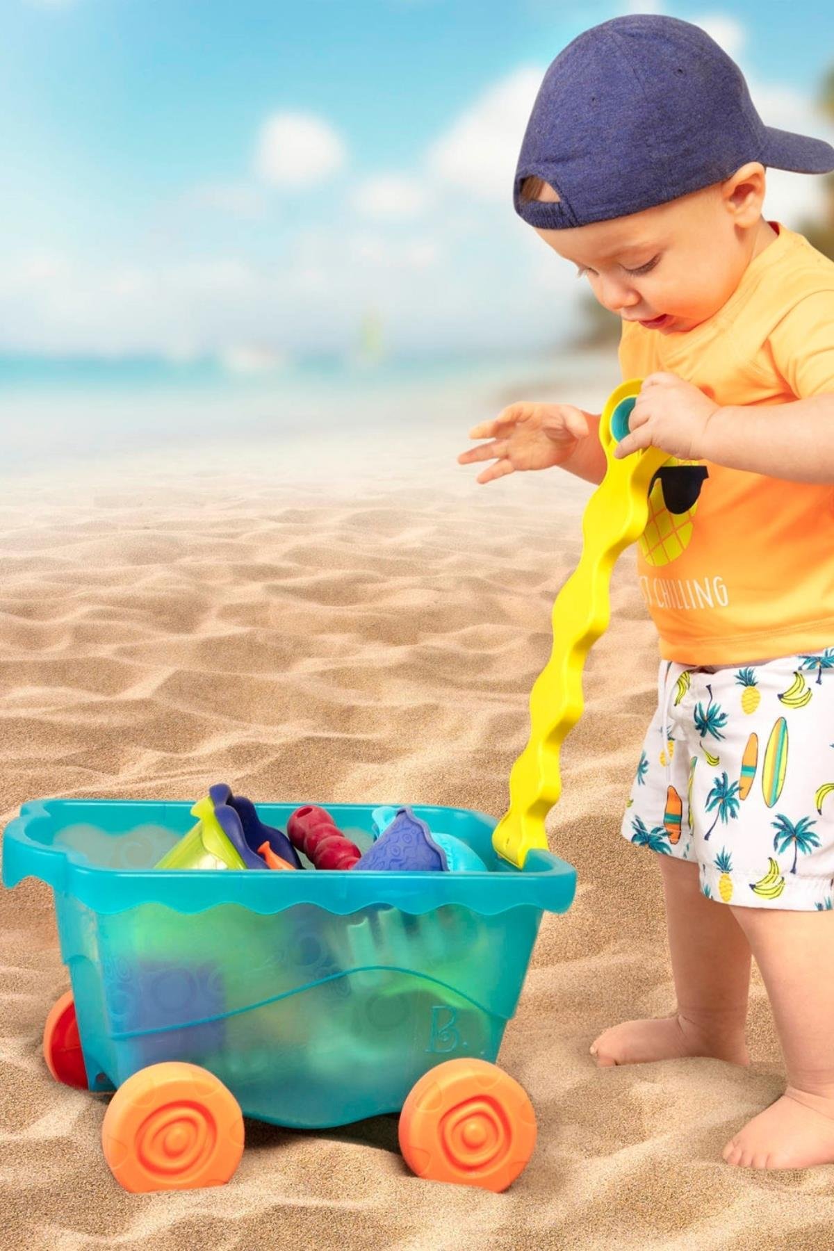 B.Toys Kırmızı Plaj Vagonu Çok Renkli