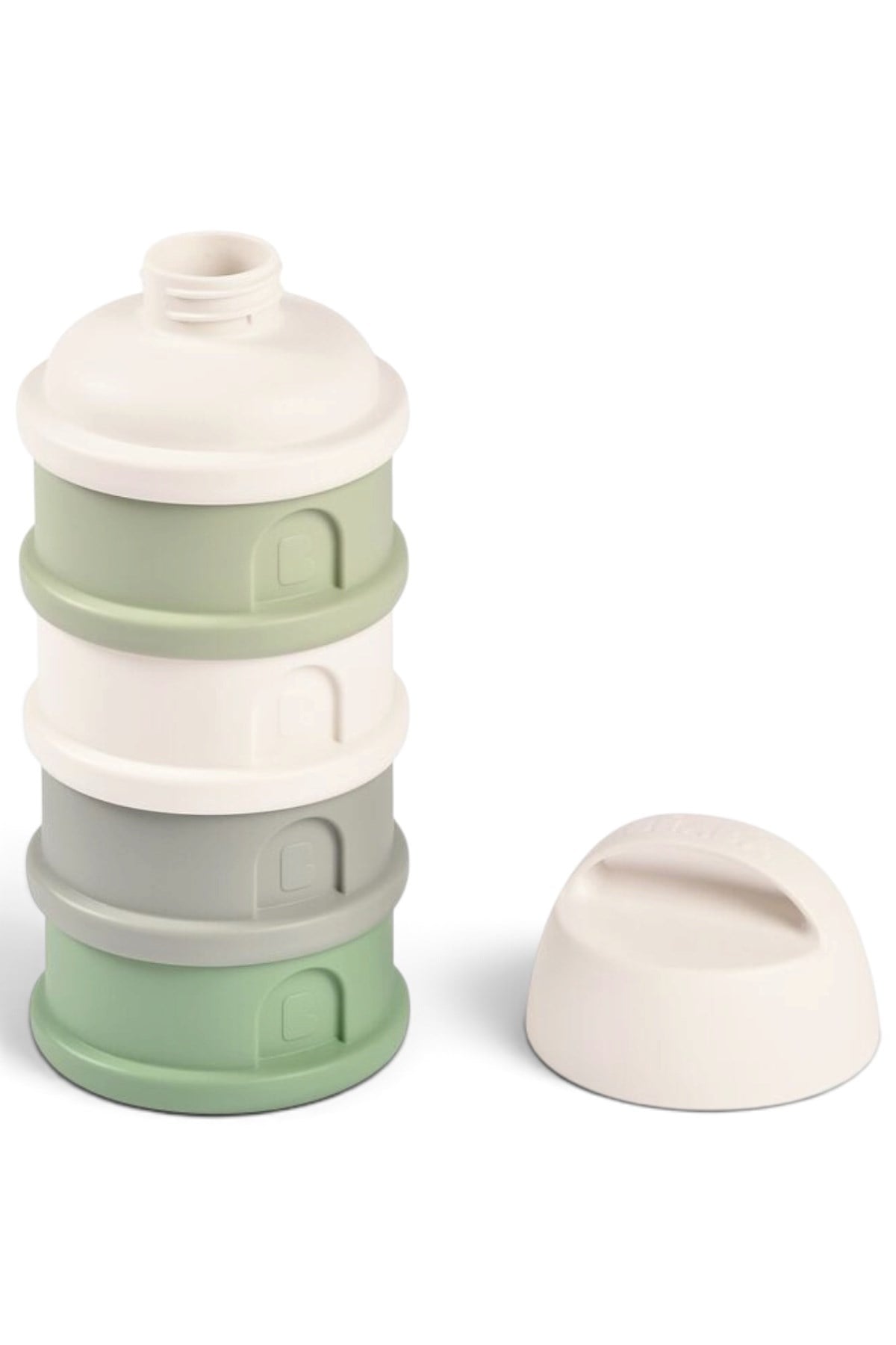 Beaba / 4 Katmanlı Süt Tozu Kutusu ve Atıştırmalık Kabı Cotton White/Sage Green Yeşil