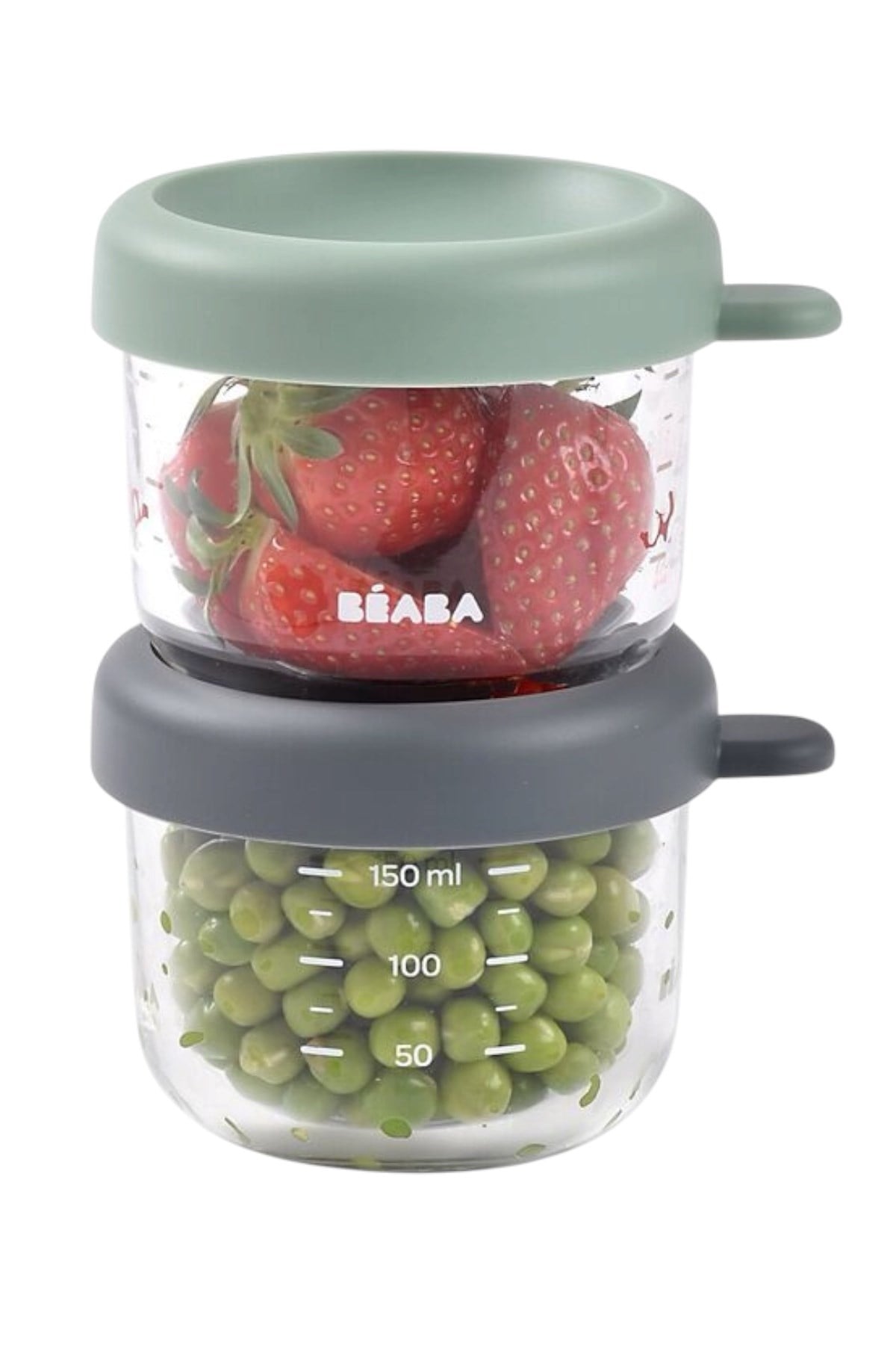 Beaba / Bebek cam mama kavanozu 2li set, 150 ml Mineral / 150 ml Sage Green Çok Renkli