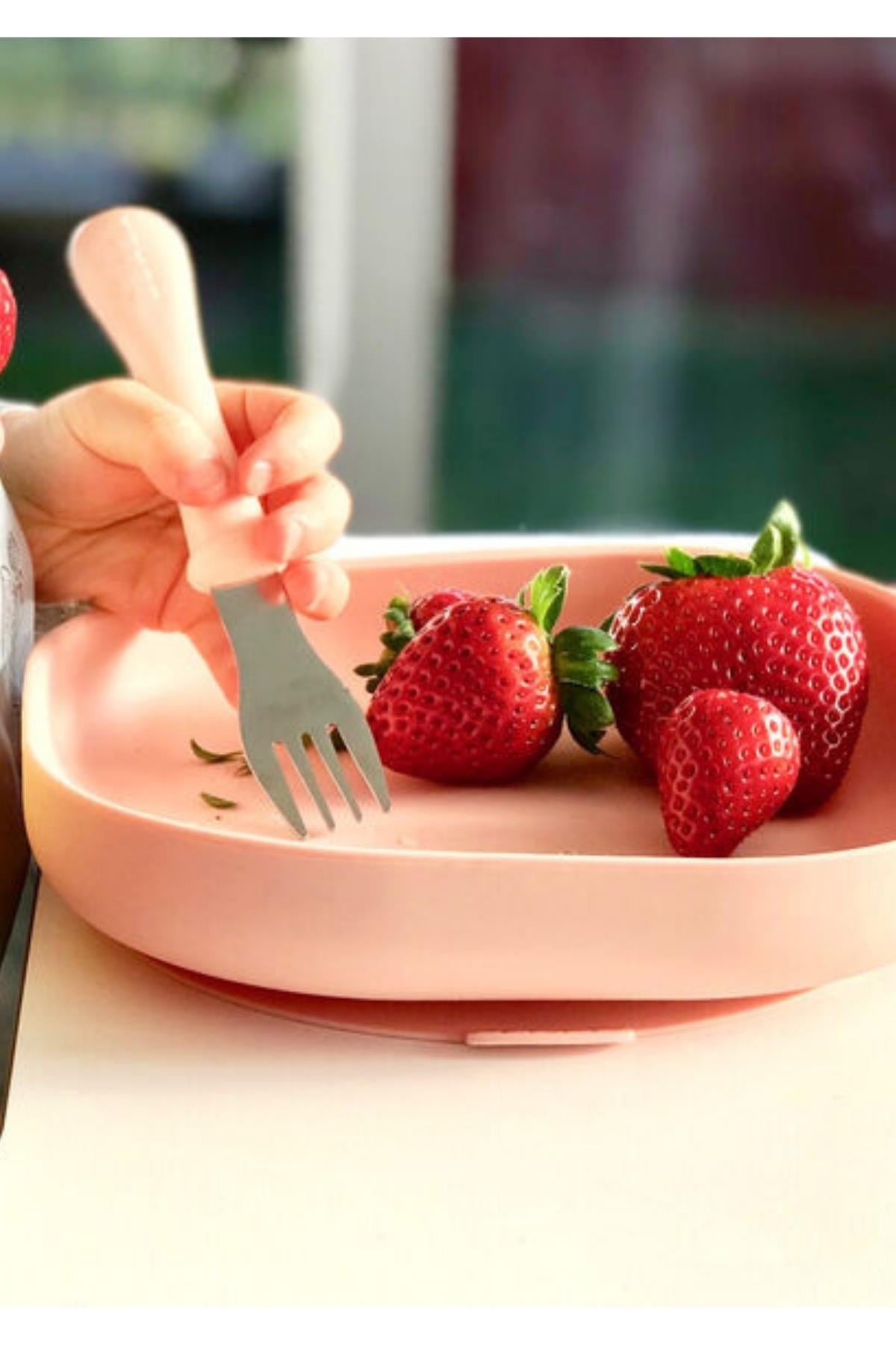 Beaba / Vakumlu Silikon Tabak, Light Pink Pembe