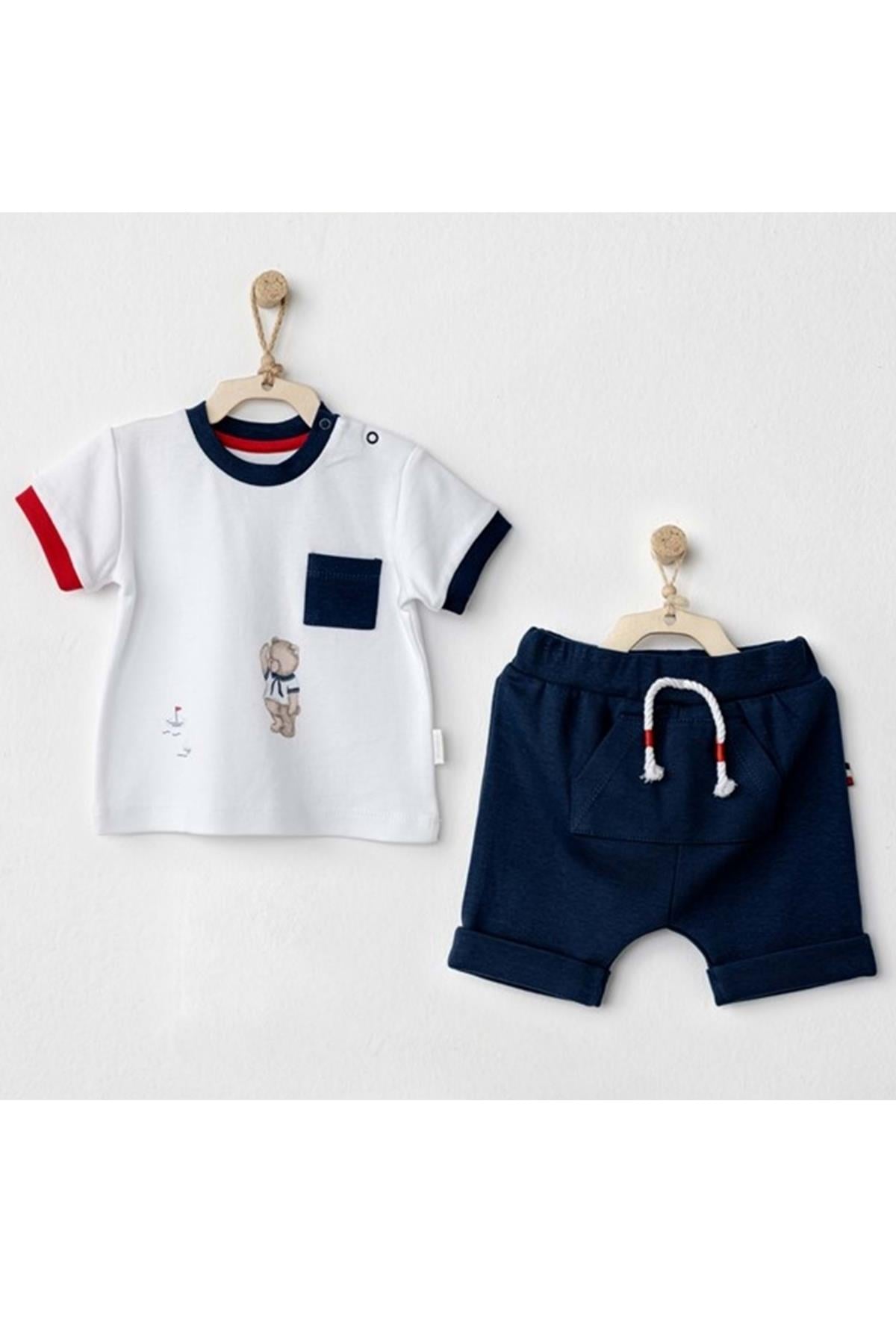 BEBEK TAKIM 2 PCS SET SAILOR BEAR Laci/Beyaz