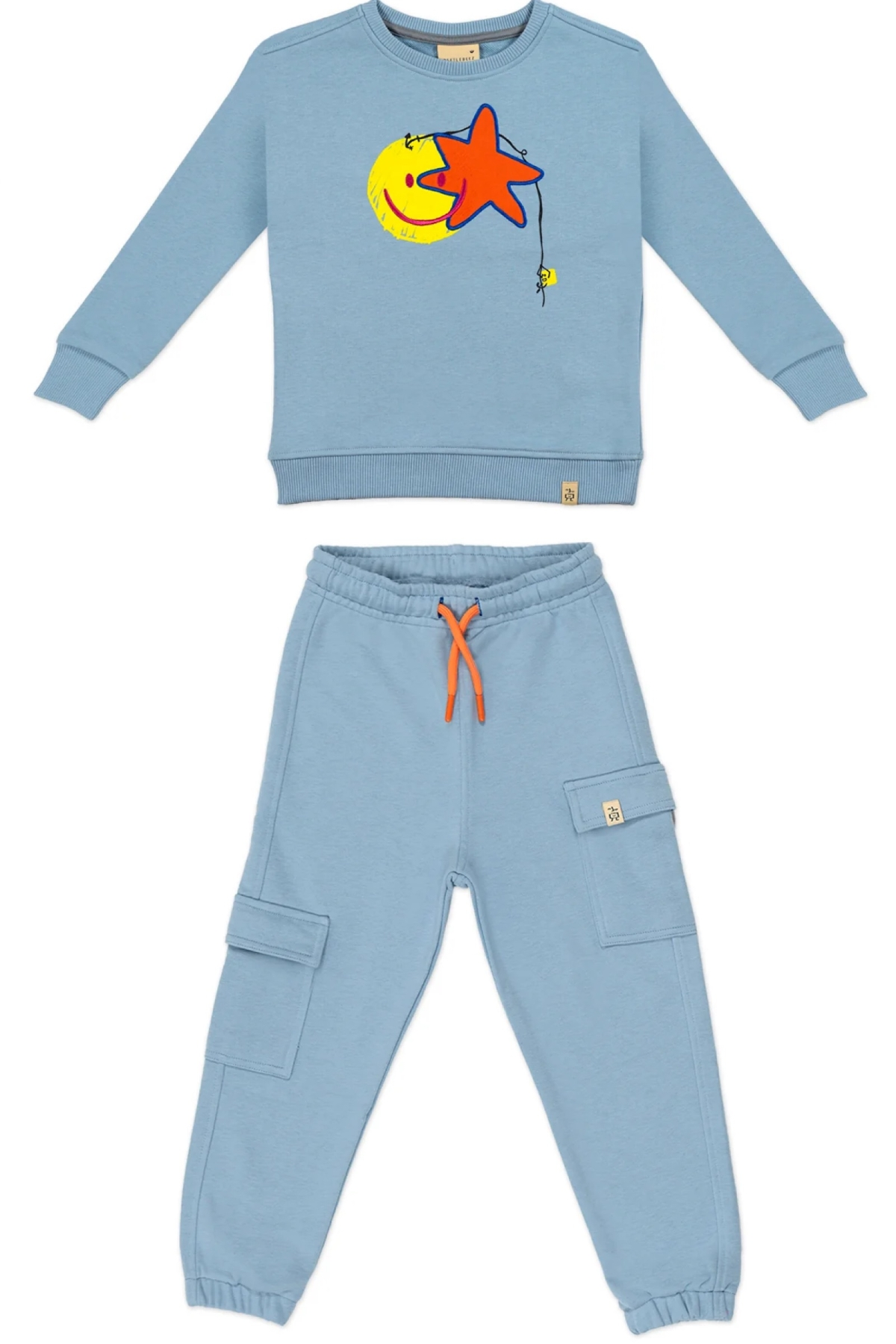 Beetlebeez / Çocuk Bisiklet Yaka Baskılı ve Nakışlı Sweatshirt - Açık Mavi Açık Mavi