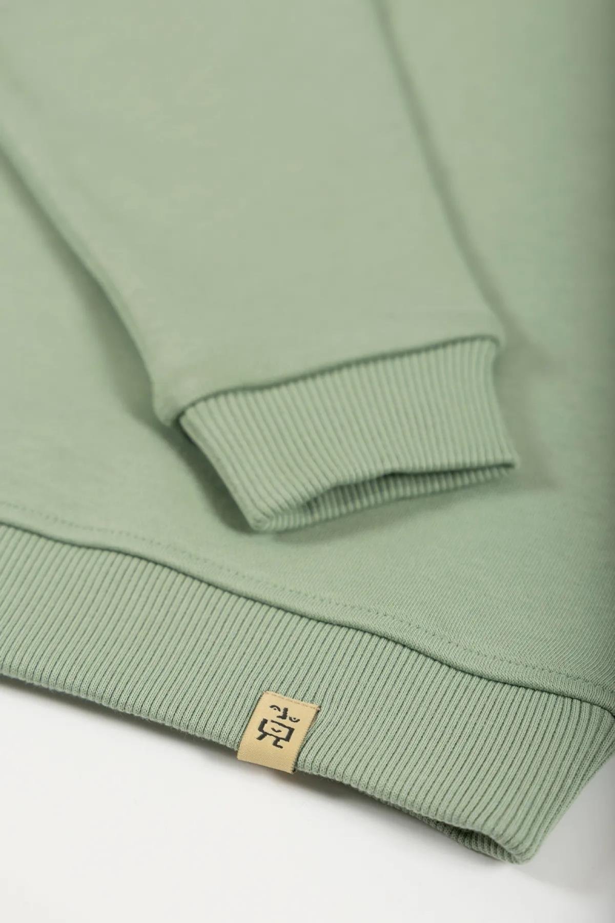 Beetlebeez / Çocuk Bisiklet Yaka Nakışlı Sweatshirt - Mint Mint