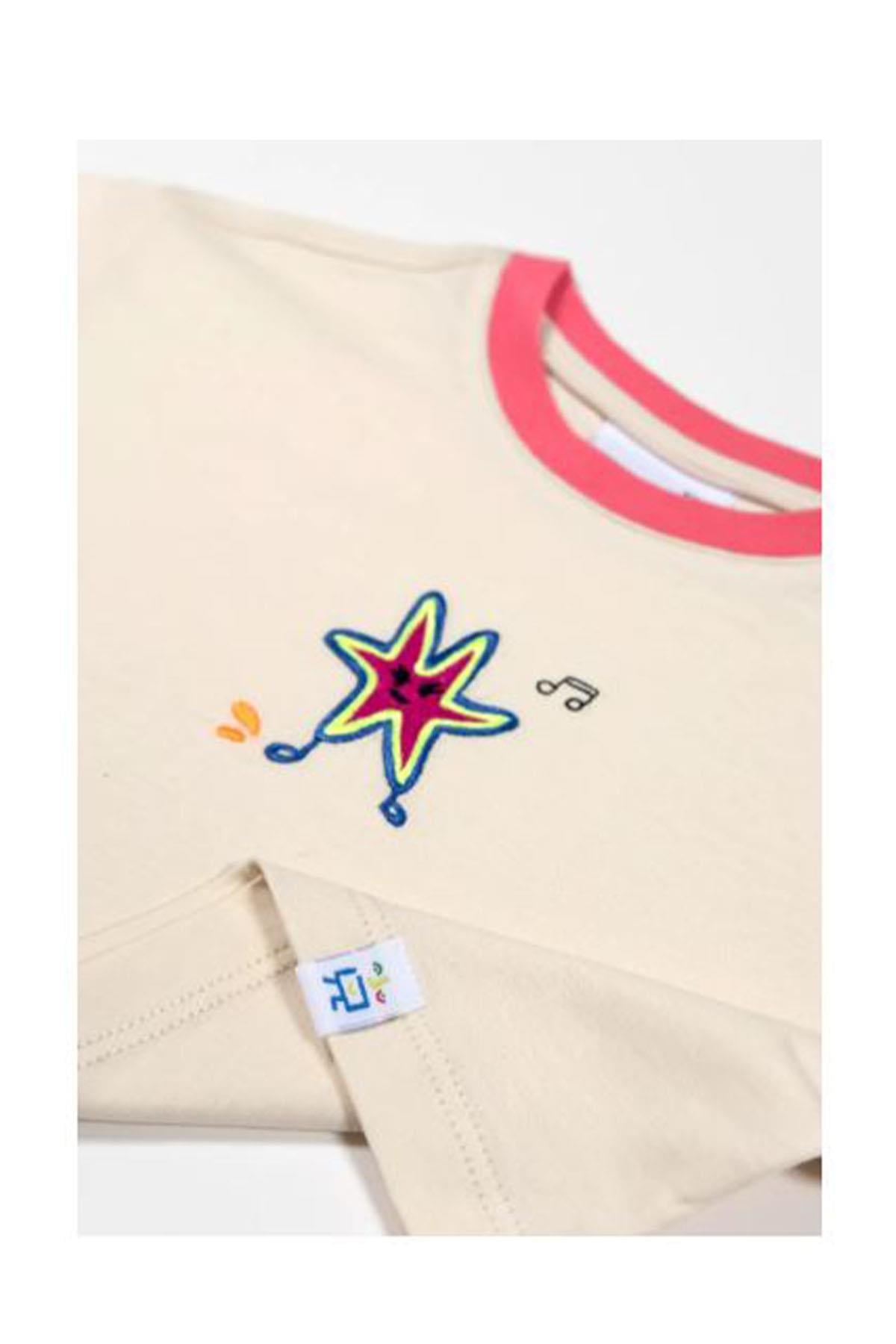 Beetlebeez / Happy Starfish Crop T-Shirt_Ecru Çok Renkli