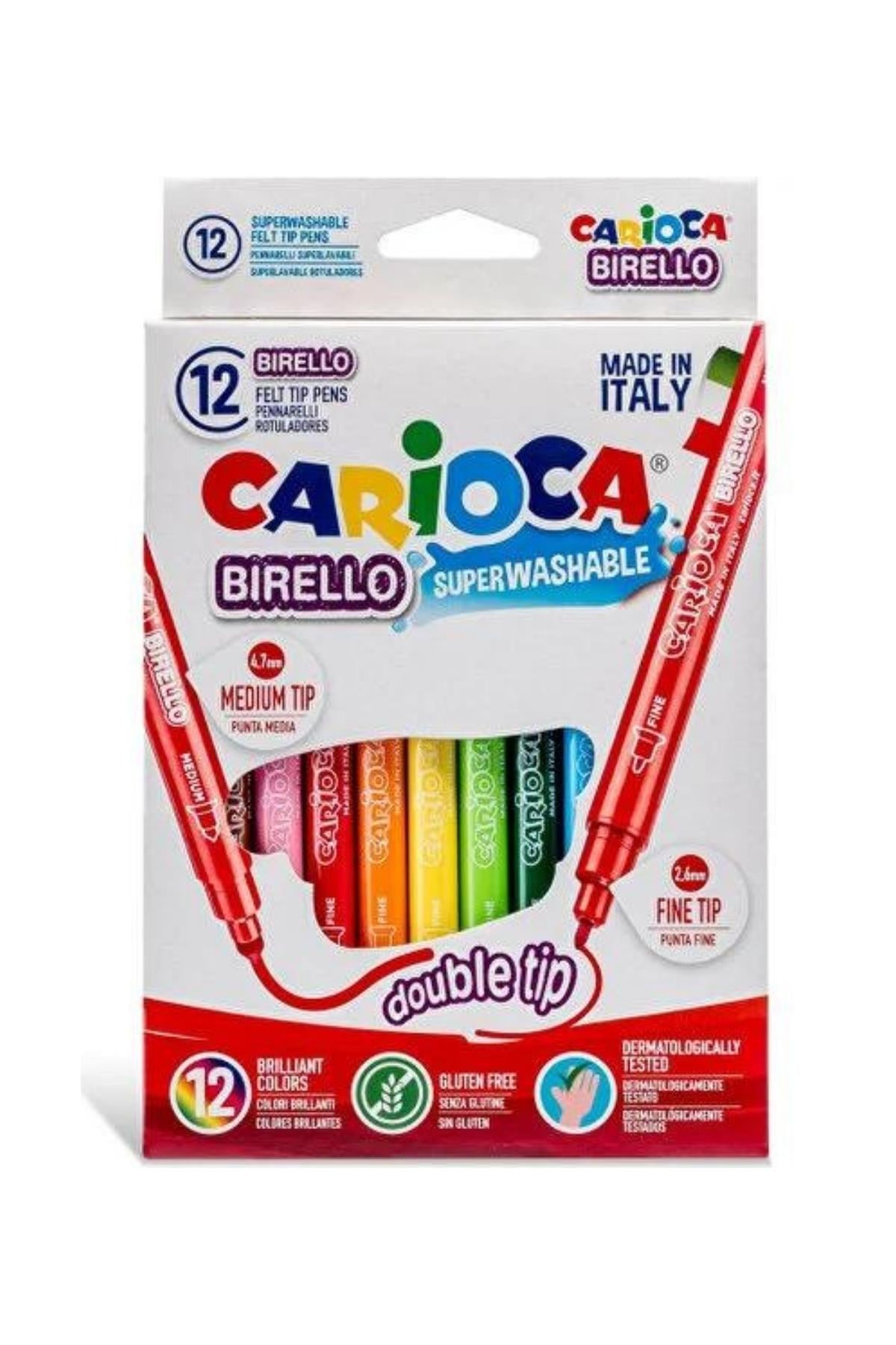 Carioca / BIRELLO SÜPER YIKANABİLİR ÇİFT TARAFLI KEÇELİ BOYA KALEMİ 12'Lİ Çok Renkli