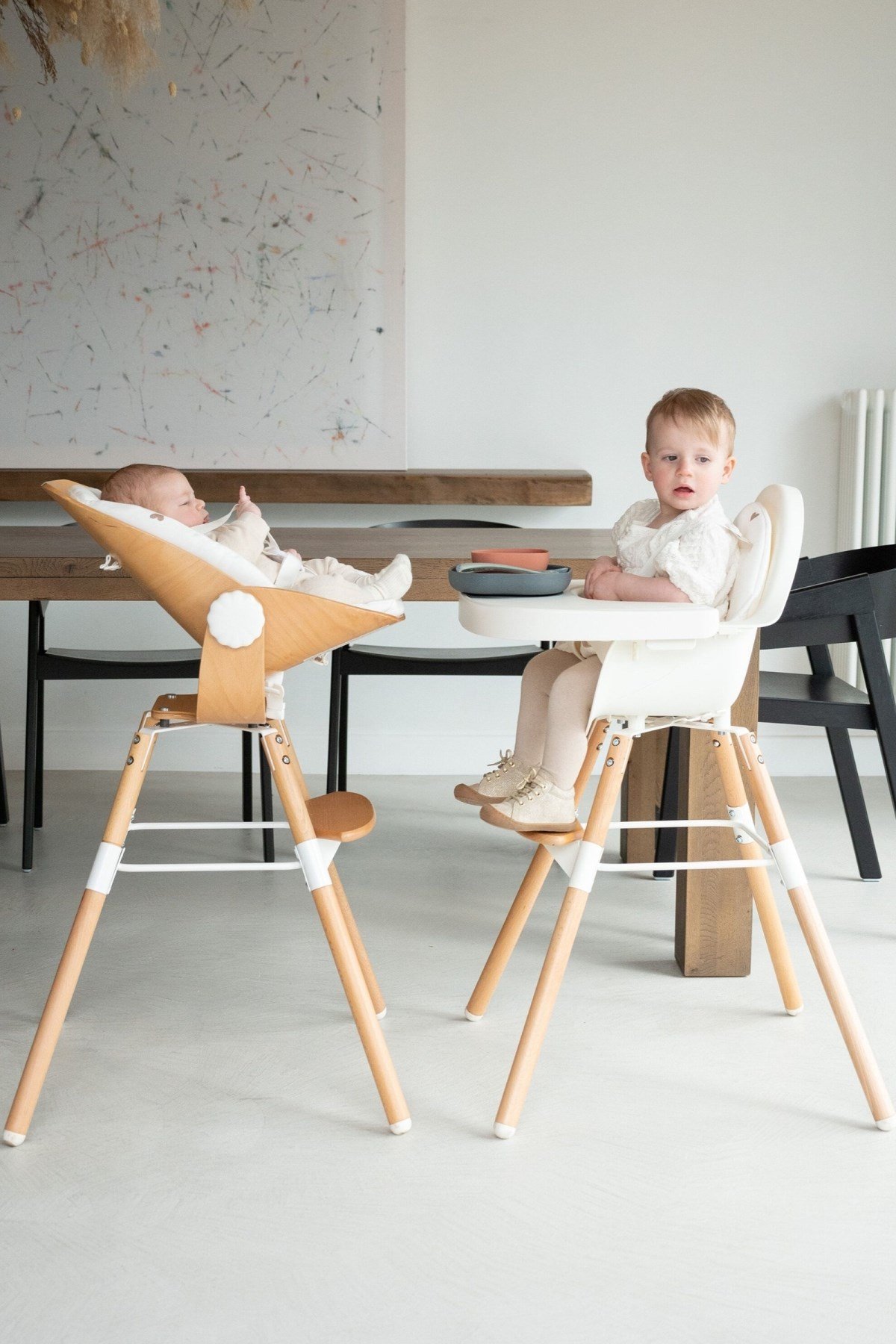 Child Home / Evolu 2 Mama Sandalyesi, Beyaz Naturel/Beyaz Tepsi) Std