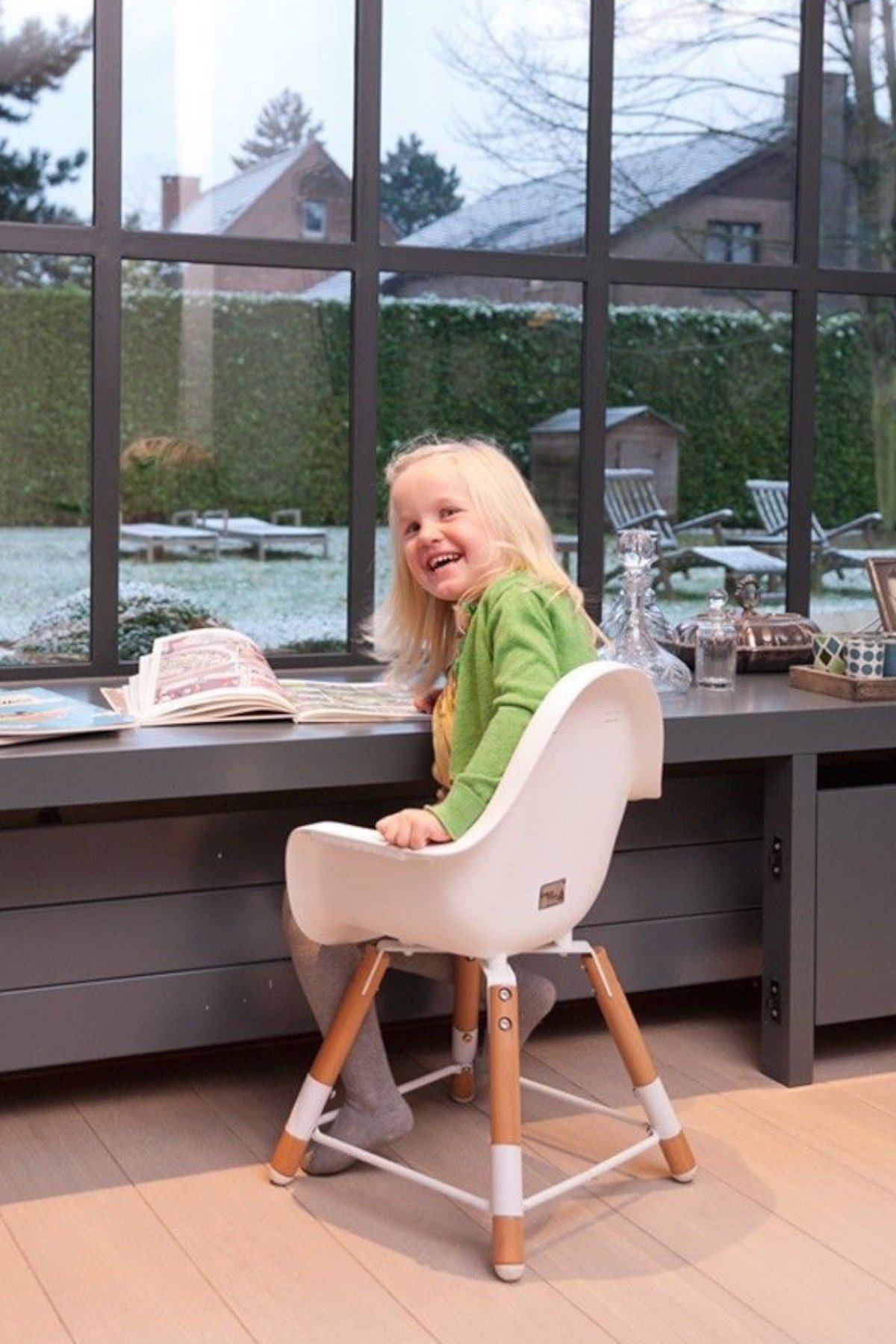 Child Home / Evolu 2 Mama Sandalyesi, Beyaz Naturel/Beyaz Tepsi) Std
