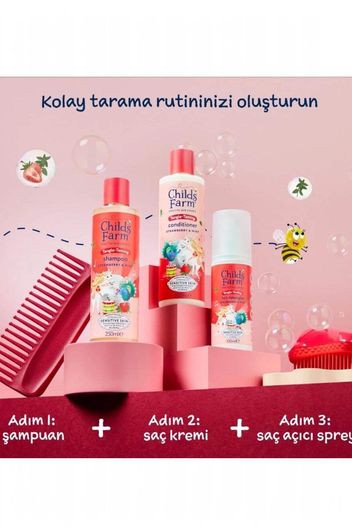 Childs Farm Çilek ve Organik Nane Özlü Çocuk Şampuan Renksiz
