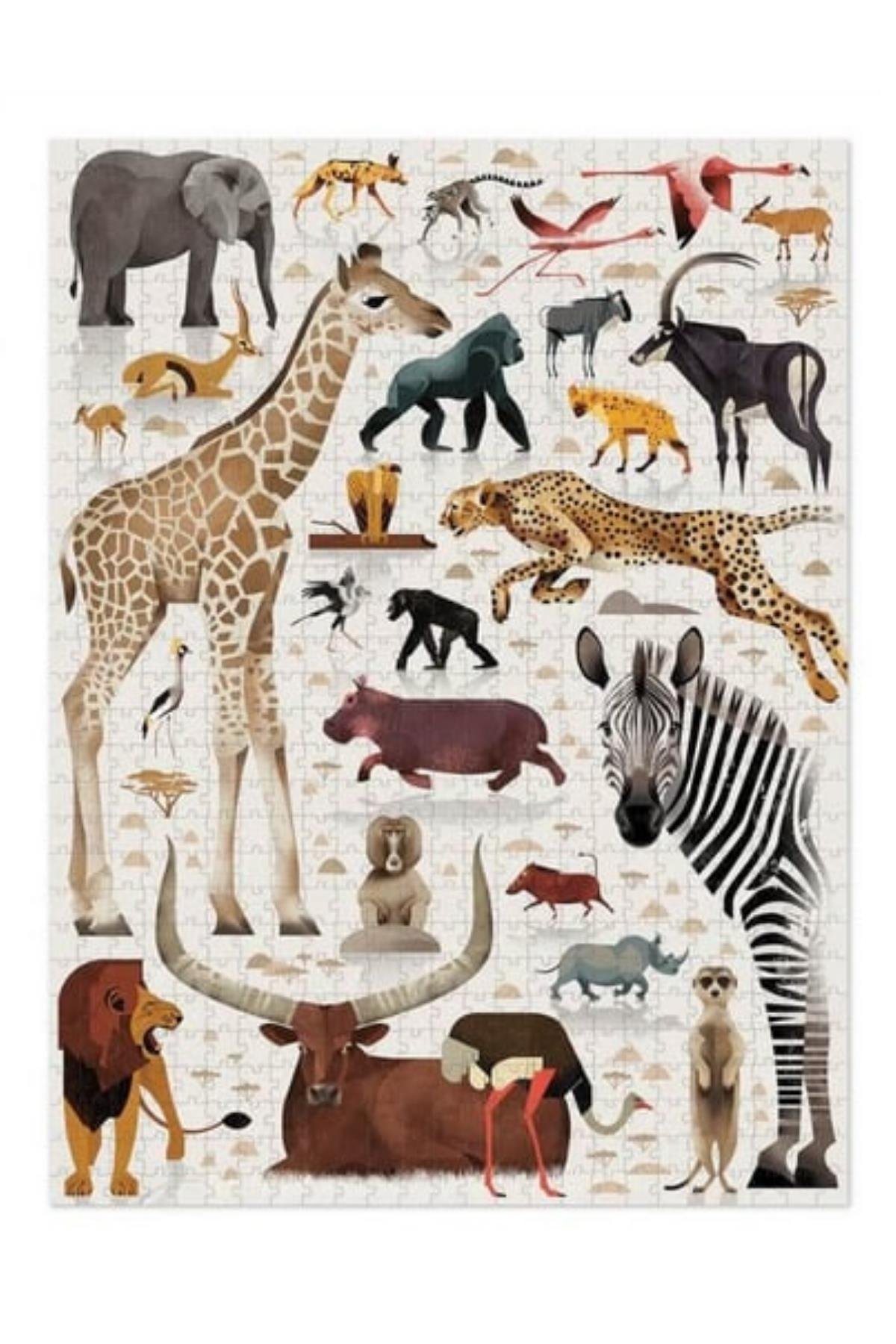 Crocodile Creek Aile Puzzle - 750 Parça - Afrika Hayvanları Dünyası Çok Renkli