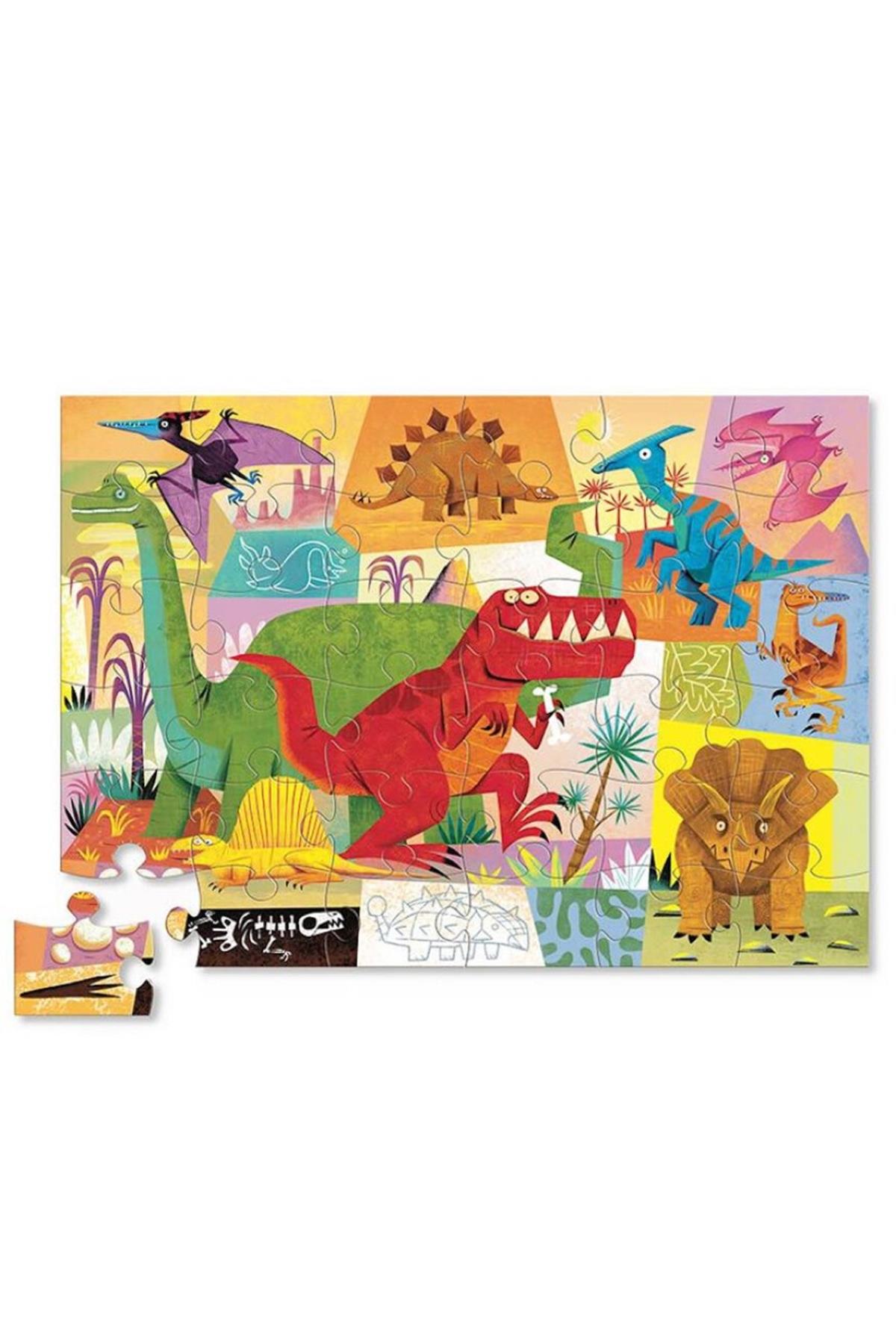 Crocodile Creek Dekoratif Puzzle - 36 Parça - Dinozor Çok Renkli