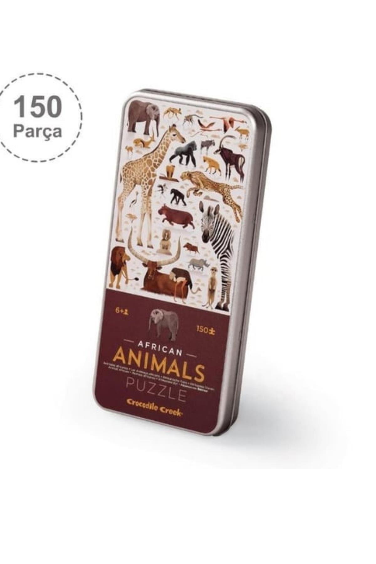 Crocodile Creek Metal Kutu Puzzle - 150 Parça - Afrika Hayvanları Çok Renkli