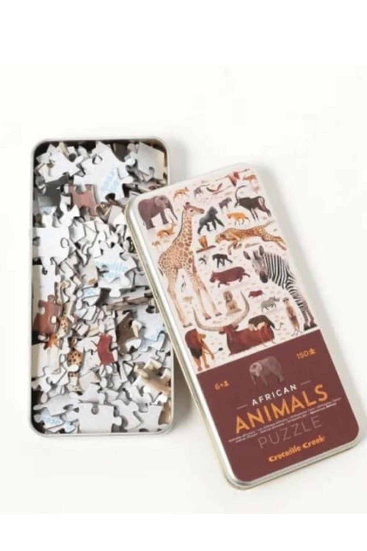 Crocodile Creek Metal Kutu Puzzle - 150 Parça - Afrika Hayvanları Çok Renkli