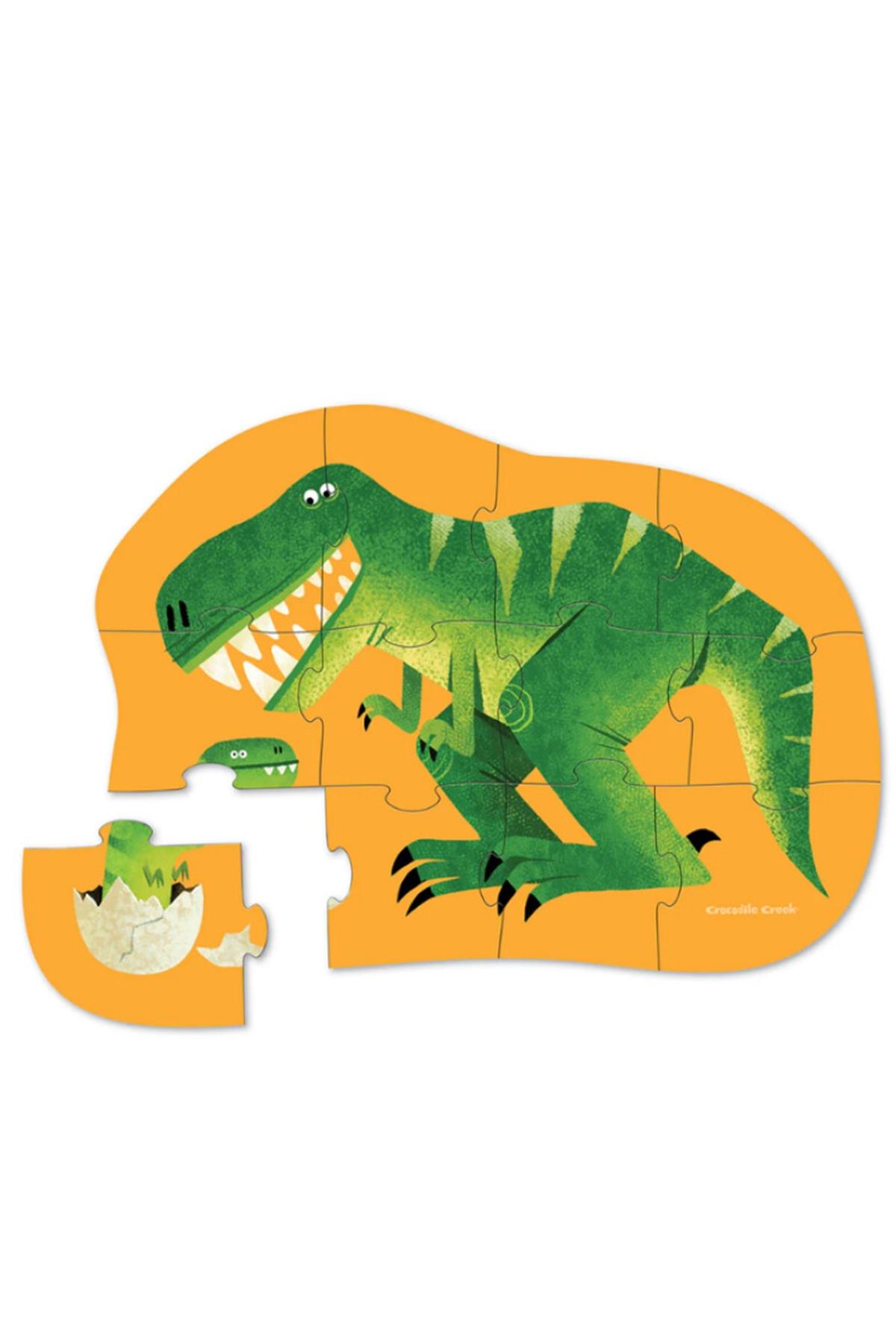 Crocodile Creek  Mini Puzzle - 12  Parça - Dinozor Ve Yavrusu Çok Renkli