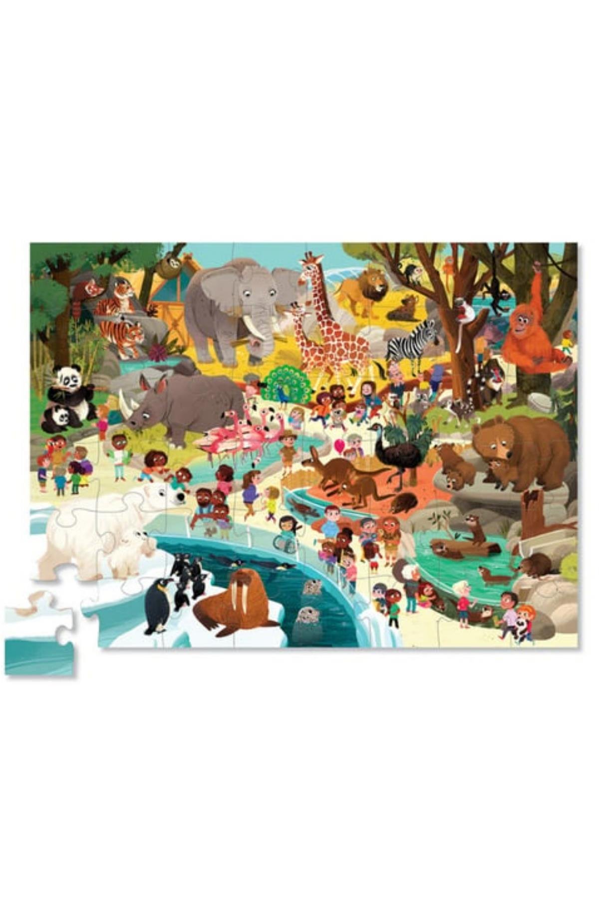 Crocodile Creek Müzede Bir Gün Puzzle - 48 Parça - Hayvanat Bahçesi Çok Renkli