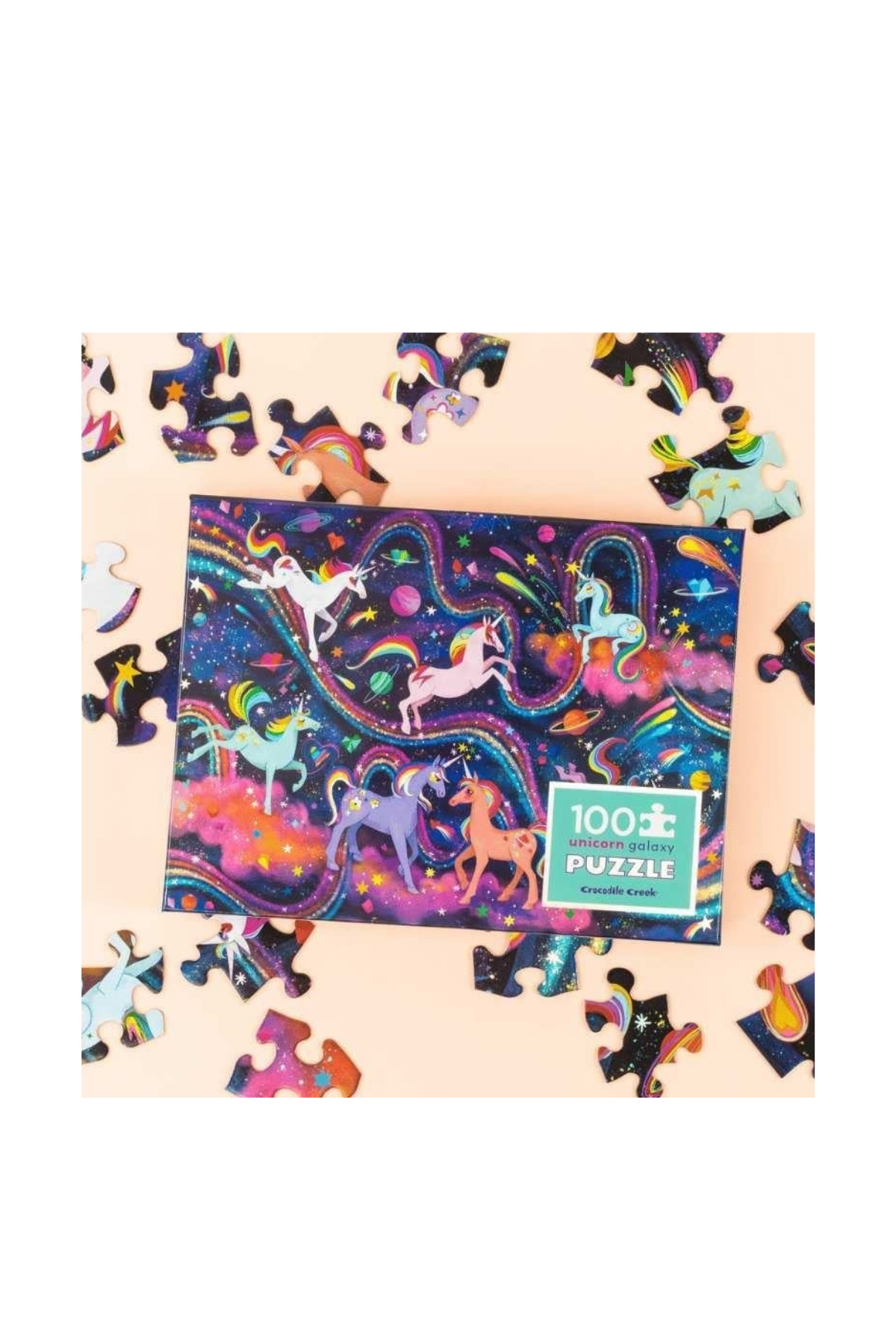 Crocodile Creek Puzzle - 100 Parça - Unicorn Galaksi Çok Renkli