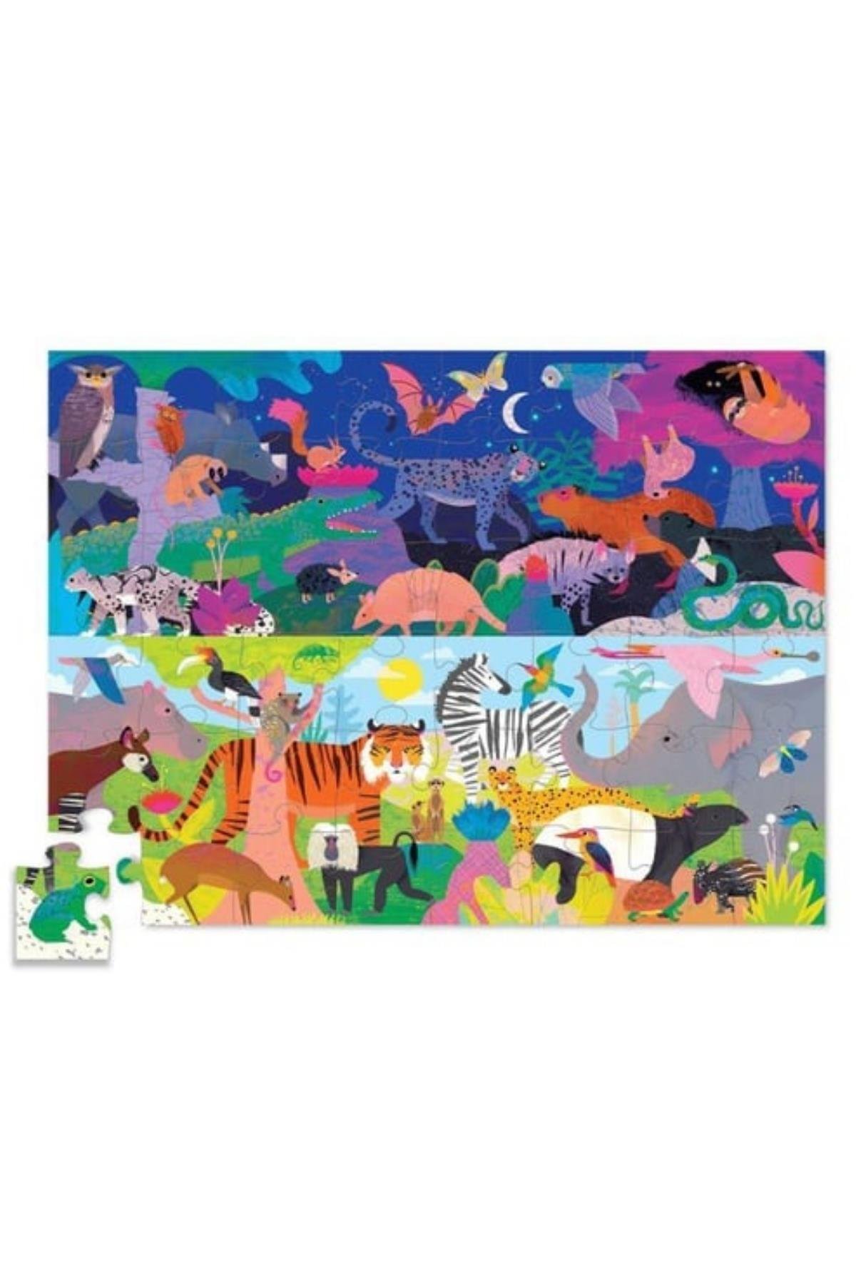 Crocodile Creek  Puzzle - 48  Parça - Hayvanlar Alemi - Gece+ Gündüz Çok Renkli