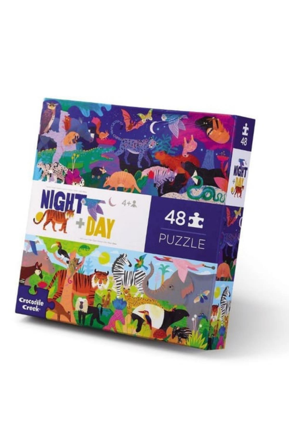 Crocodile Creek  Puzzle - 48  Parça - Hayvanlar Alemi - Gece+ Gündüz Çok Renkli